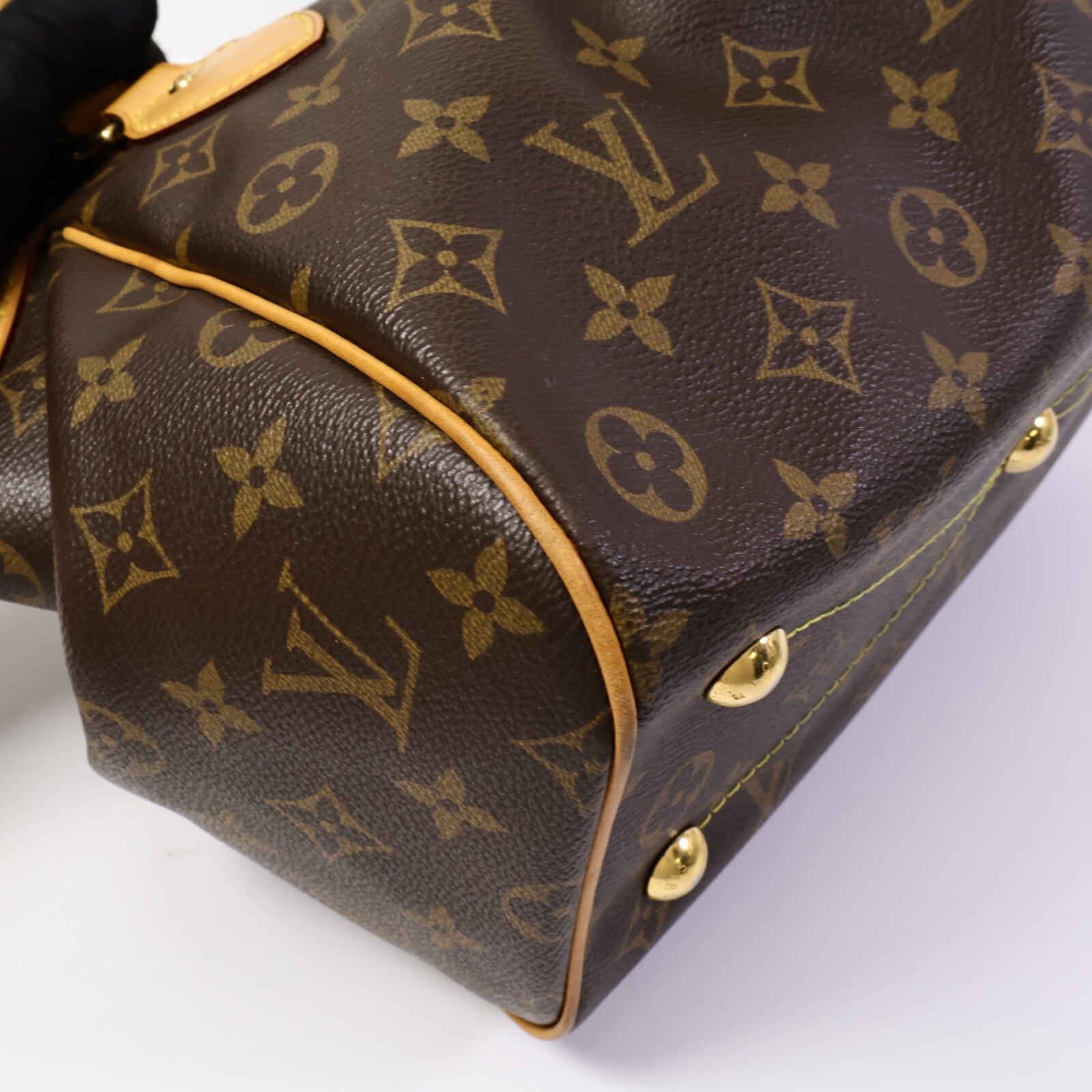 LOUIS VUITTON Monogram Tivoli PM金扣手挽袋棕色