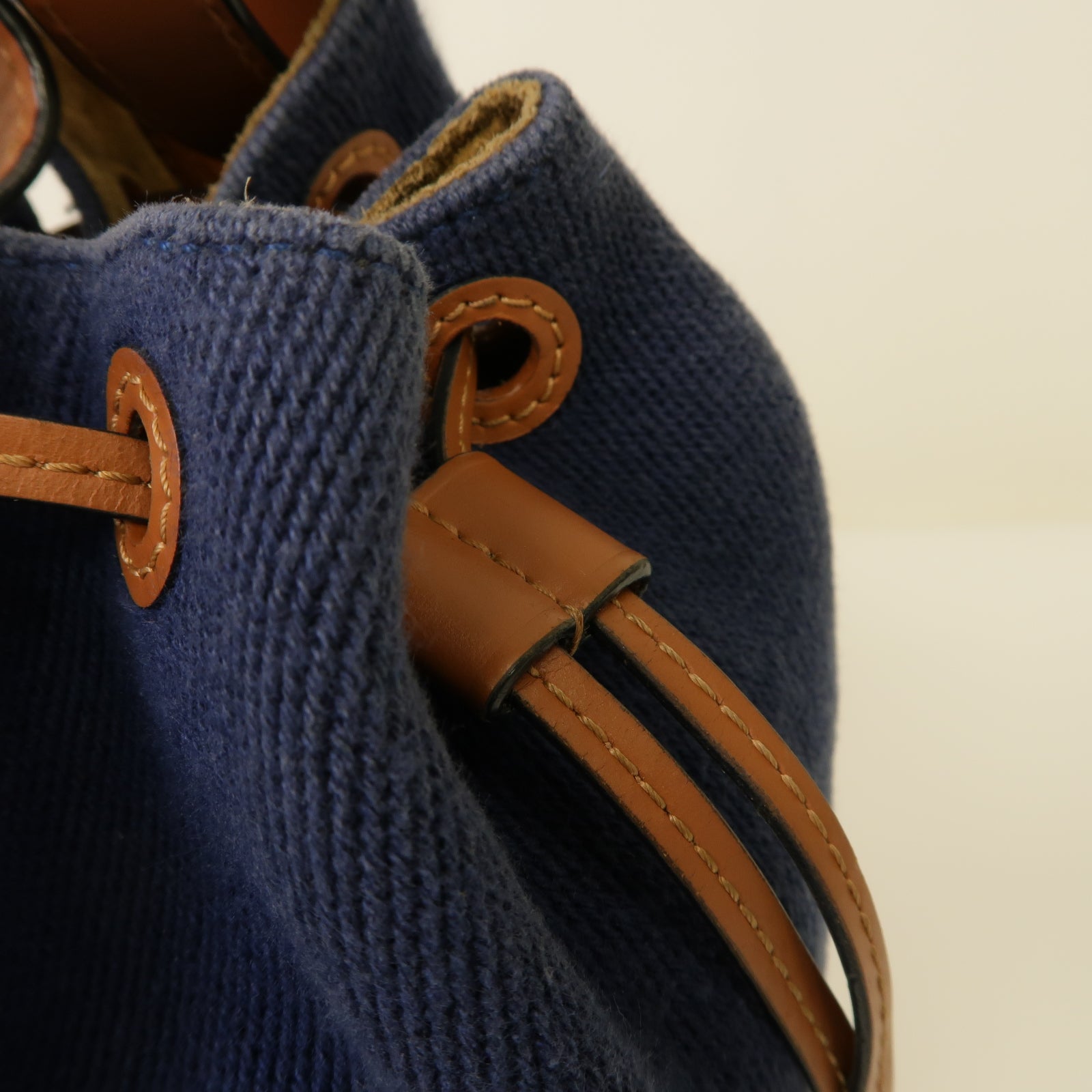 LOEWE 帆布Balloon Bag銀扣手挽肩背兩用袋藍色