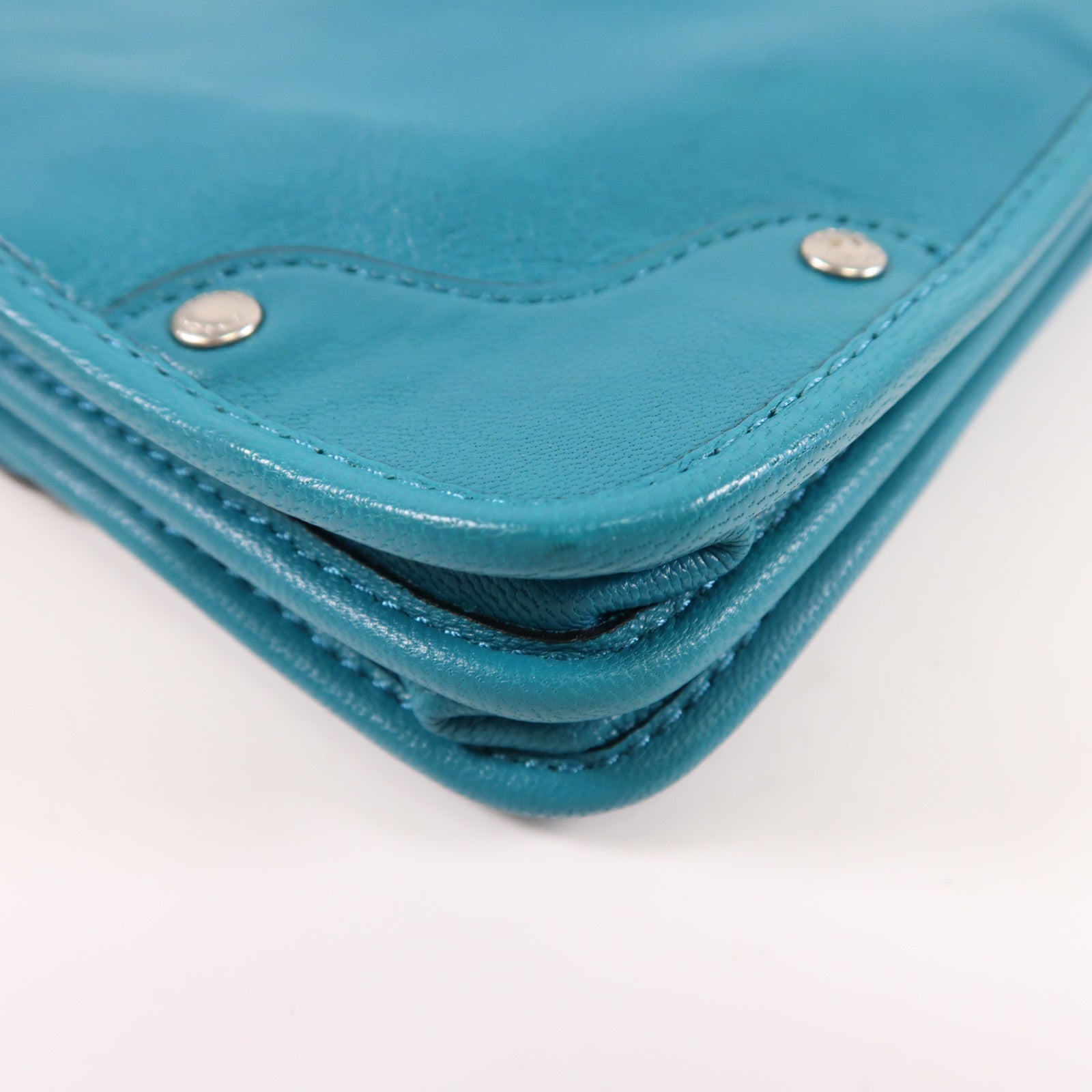 COACH 牛皮皮革Shoulder Bag銀扣肩背袋