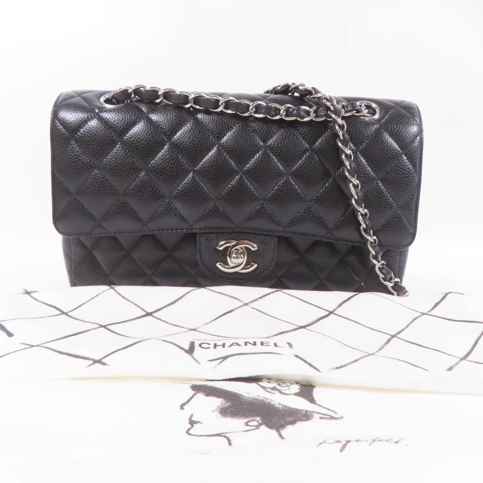 CHANEL 牛皮皮革Classic 25銀扣鏈帶肩背袋