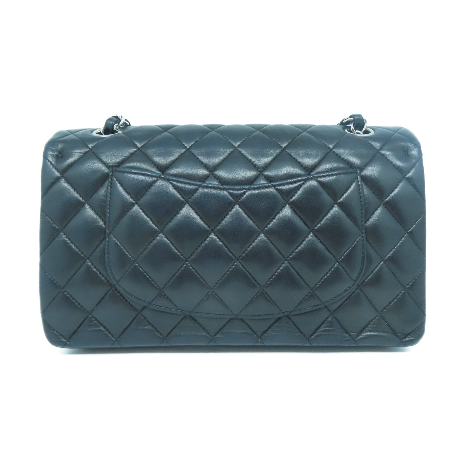 CHANEL 【清倉大減價】菱格羊皮皮革Classic銀扣鏈帶肩背袋黑色