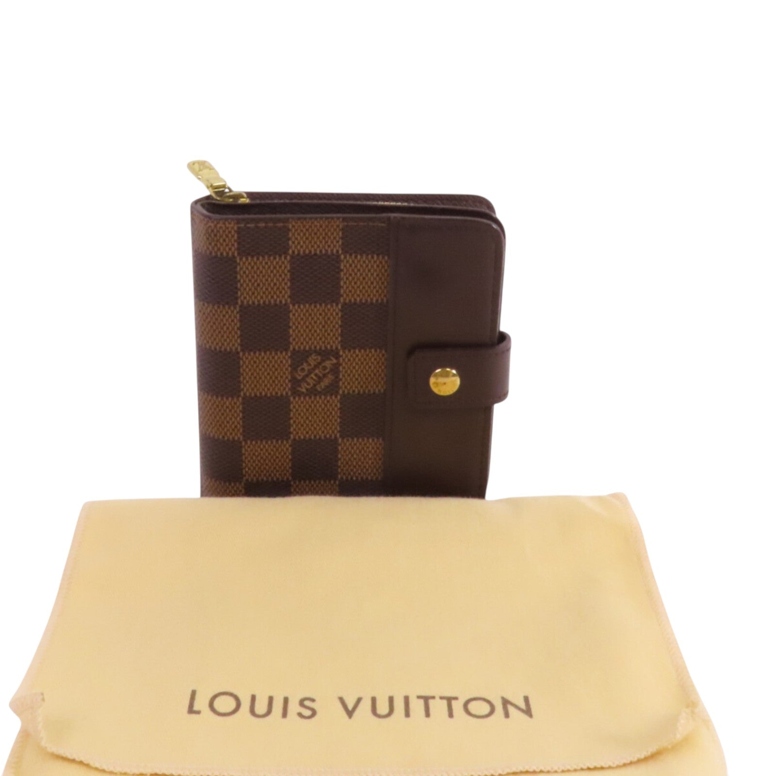 LOUIS VUITTON Damier Ebene Compact Zip Wallet金扣短錢包