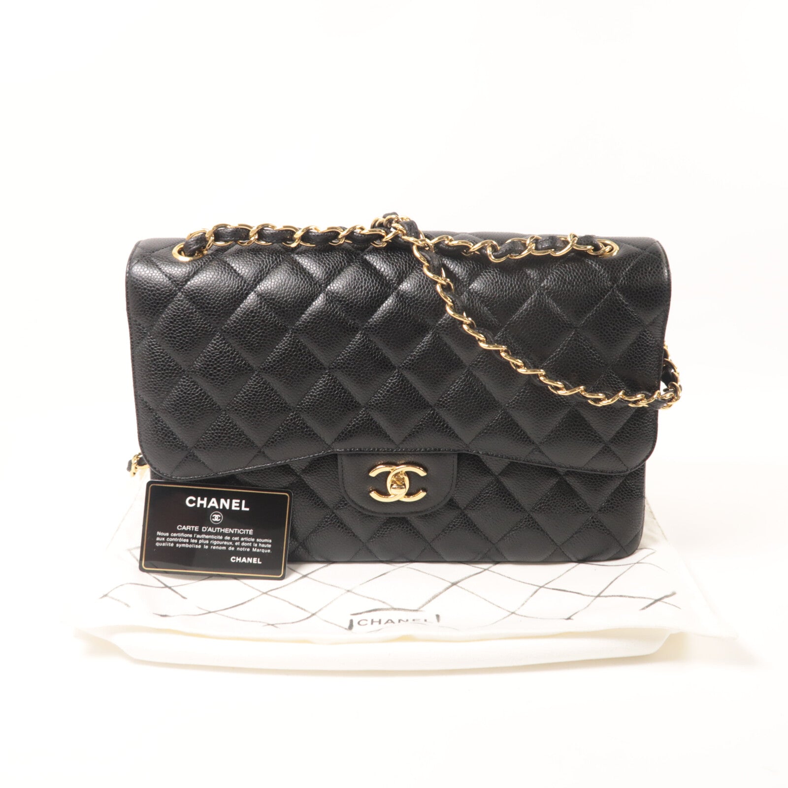 CHANEL 牛皮皮革Large Classic鏈帶肩背袋