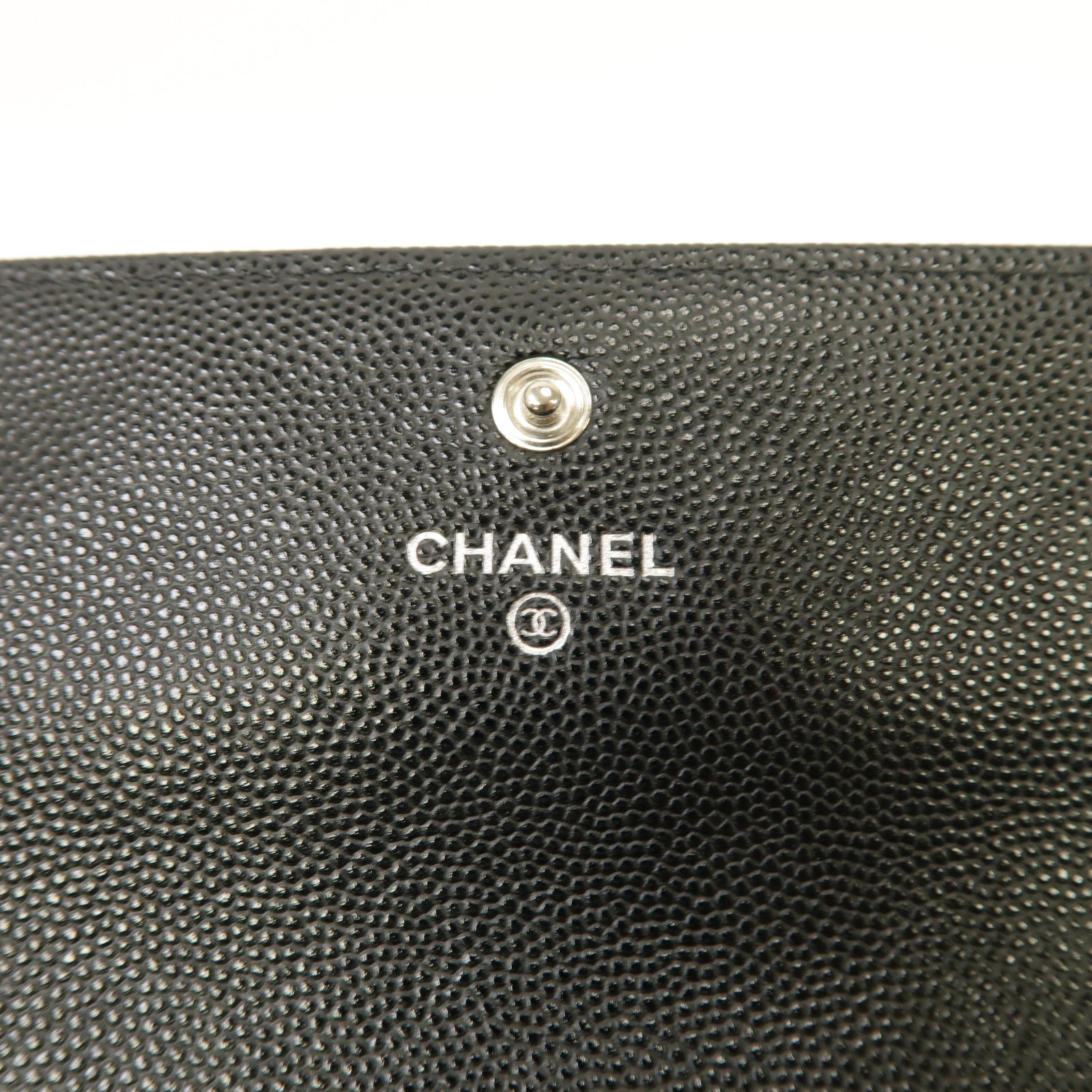 CHANEL 菱格Caviar皮革Boy Long Wallet銀扣長錢包黑色