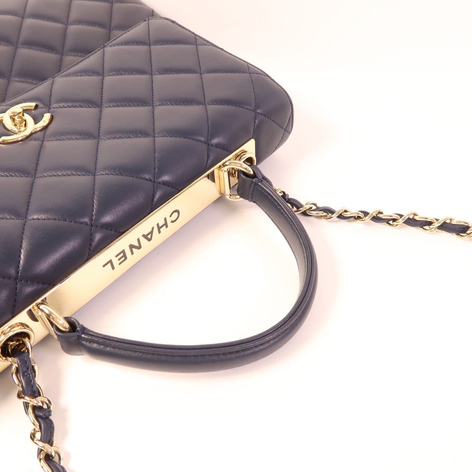 CHANEL 羊皮皮革Large Trendy CC Bag金扣鏈帶手挽肩背兩用袋