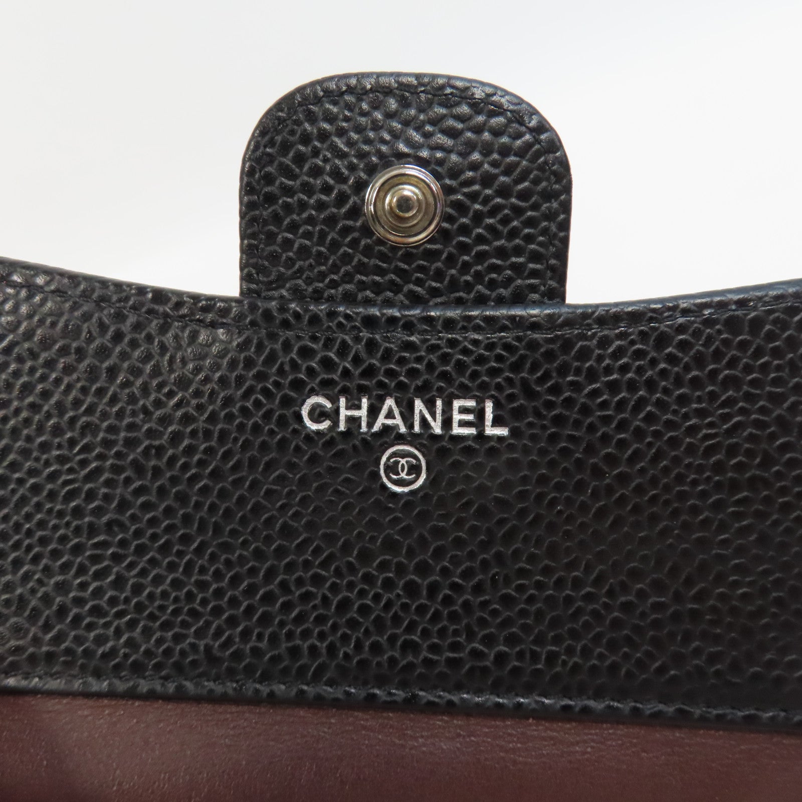 CHANEL 菱格Caviar皮革Wallet銀扣錢包黑色