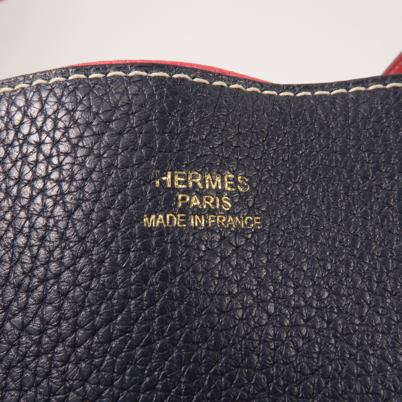 HERMES Clemence皮革Double Sens 28手挽袋Blue Nuit/Rose Extre