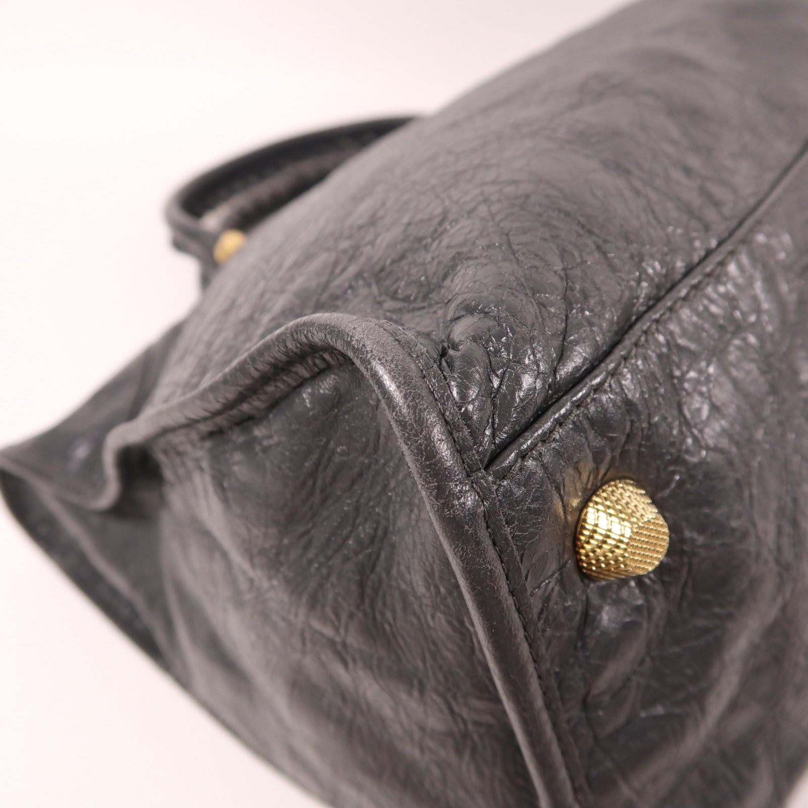 BALENCIAGA 牛皮皮革Giant Work Handbag金扣手挽袋灰色