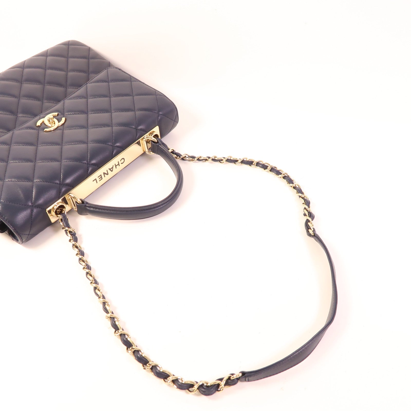 CHANEL 羊皮皮革Large Trendy CC Bag金扣鏈帶手挽肩背兩用袋