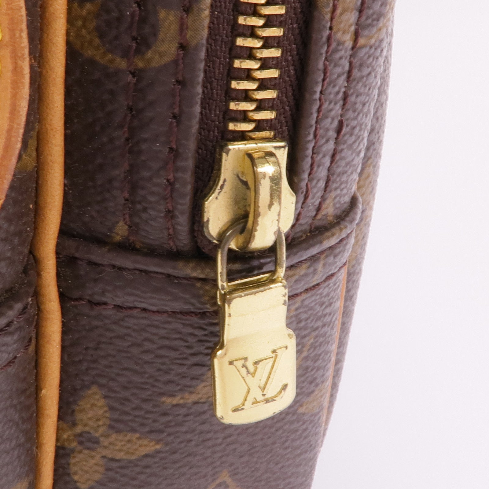 LOUIS VUITTON Monogram Reporter PM金扣肩背袋棕色
