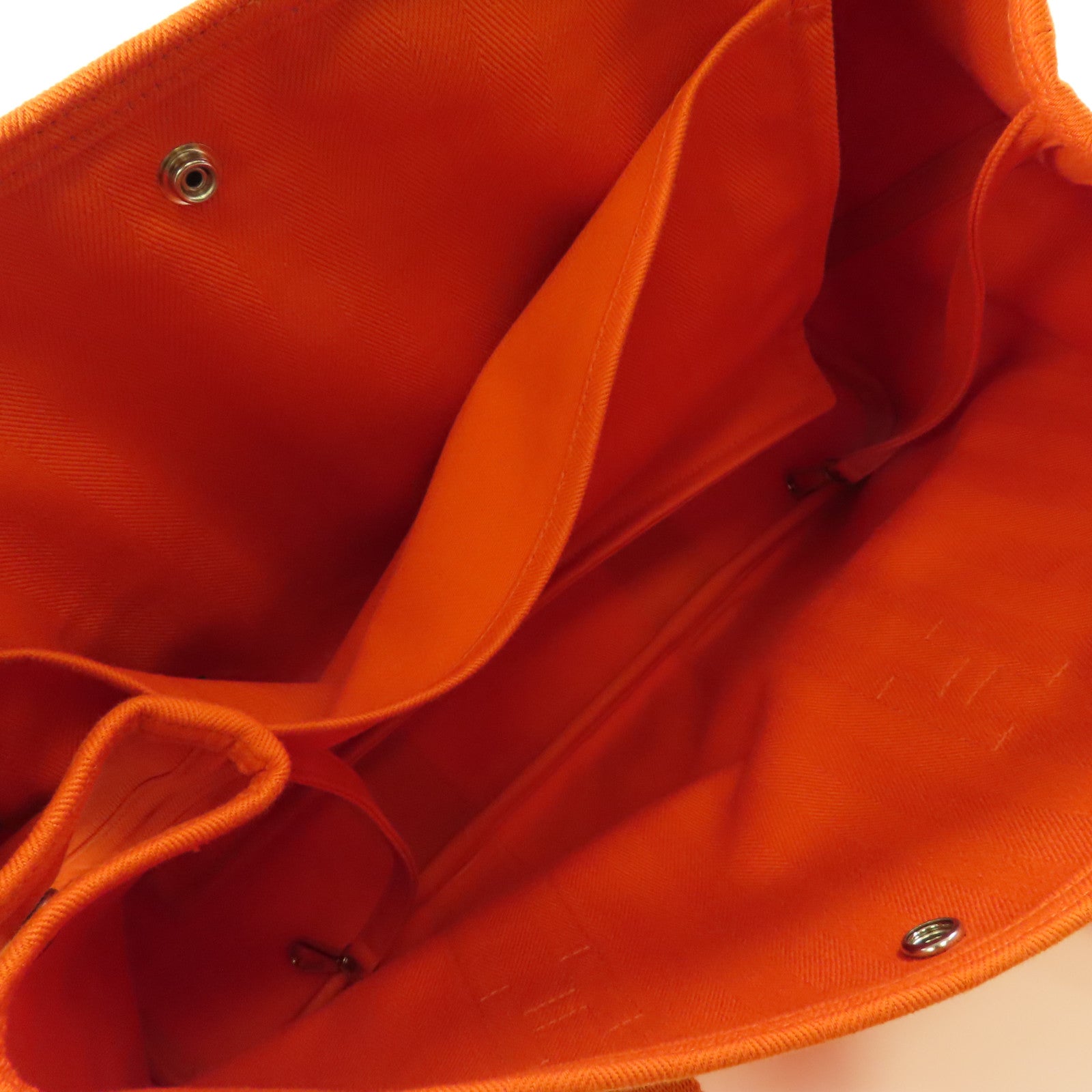 HERMES 帆布Valparaiso銀扣手挽袋Orange