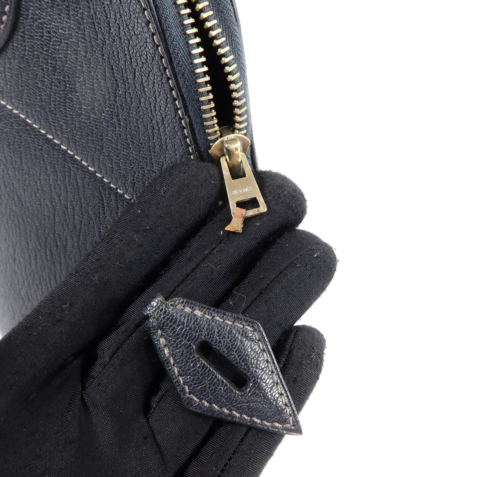 HERMES Chevre皮革Bolide 31金扣手挽肩背兩用袋Blue Marine
