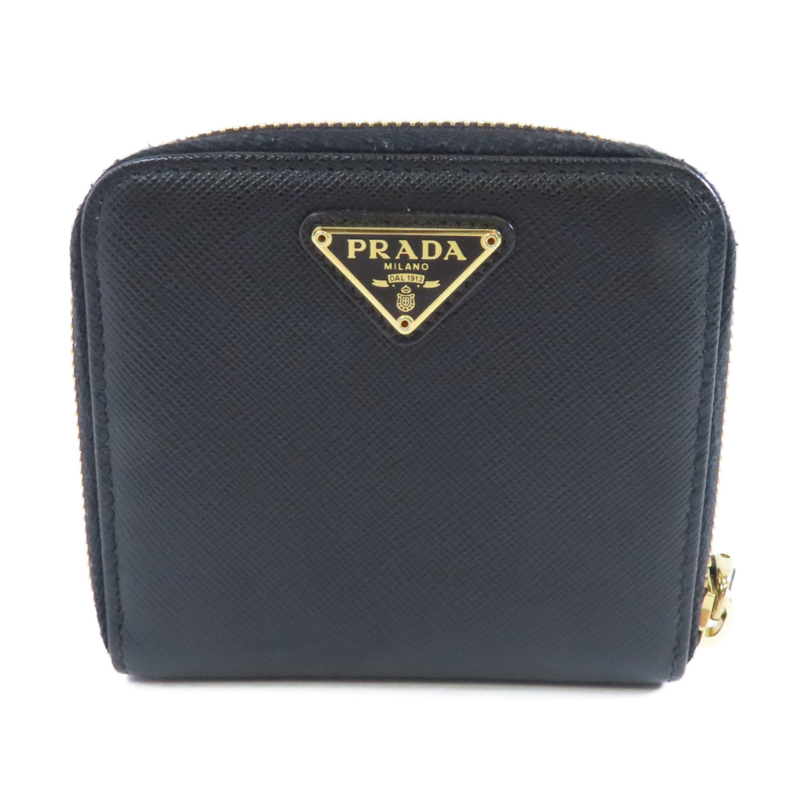PRADA 牛皮皮革Wallet金扣錢包黑色
