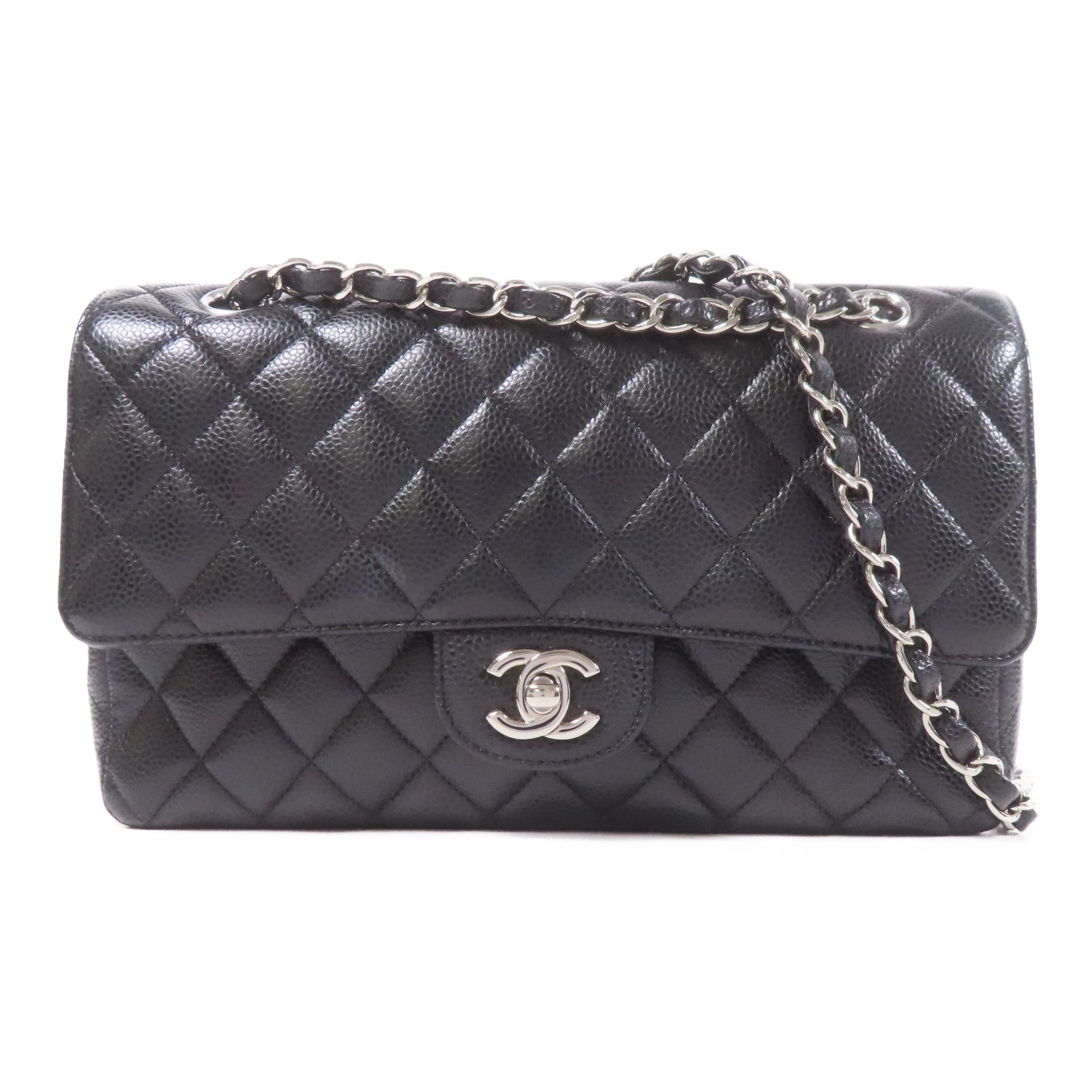 CHANEL 牛皮皮革Classic 25銀扣鏈帶肩背袋