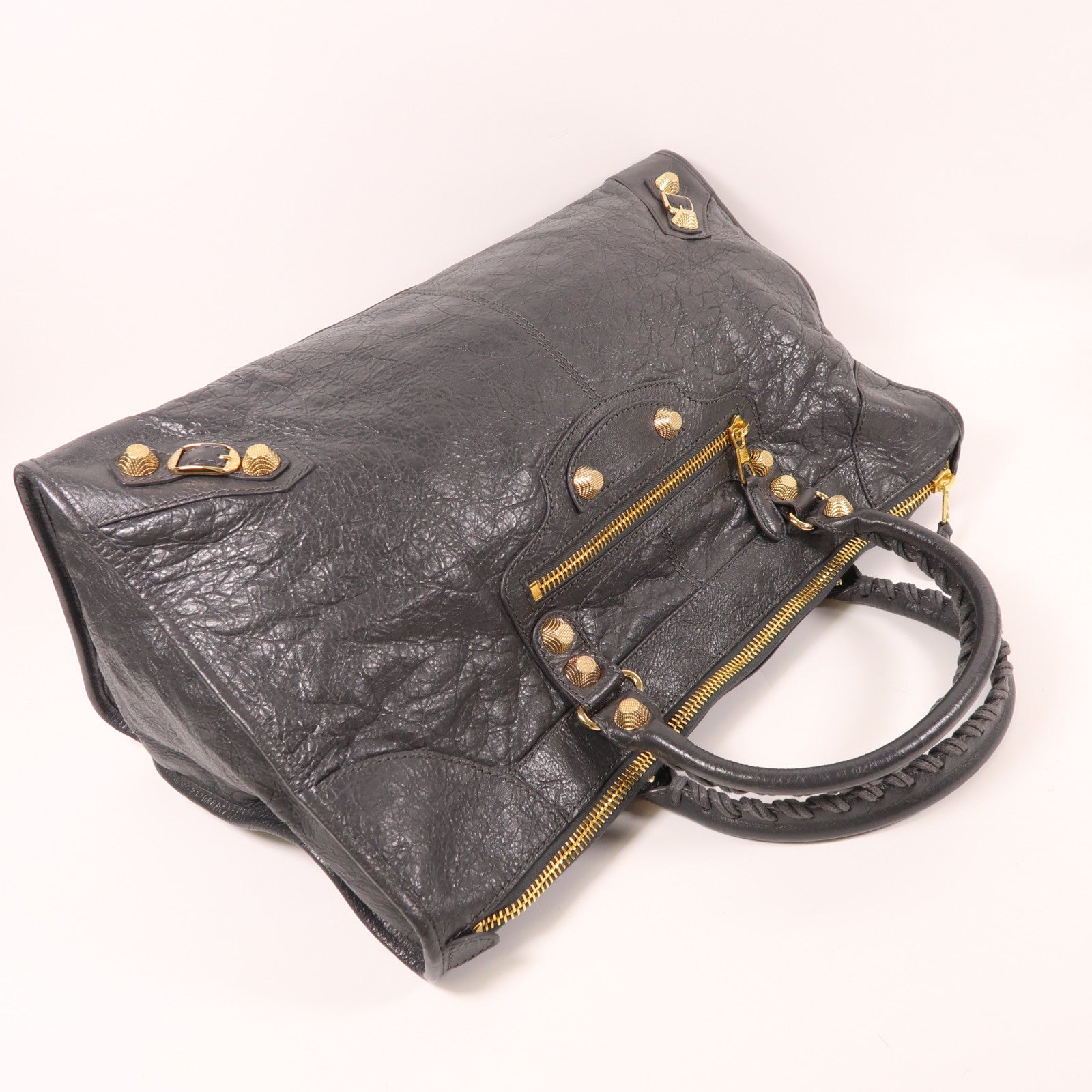 BALENCIAGA 牛皮皮革Giant Work Handbag金扣手挽袋灰色