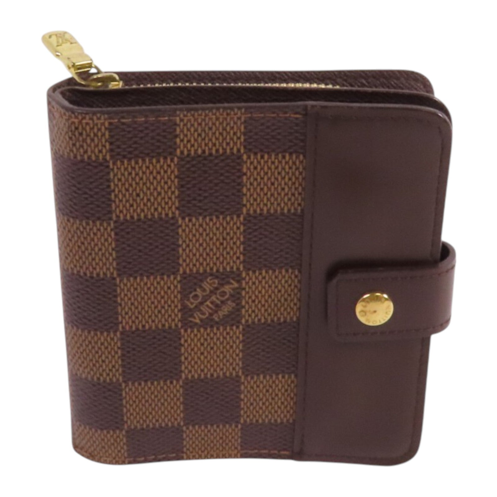LOUIS VUITTON Damier Ebene Compact Zip Wallet金扣短錢包