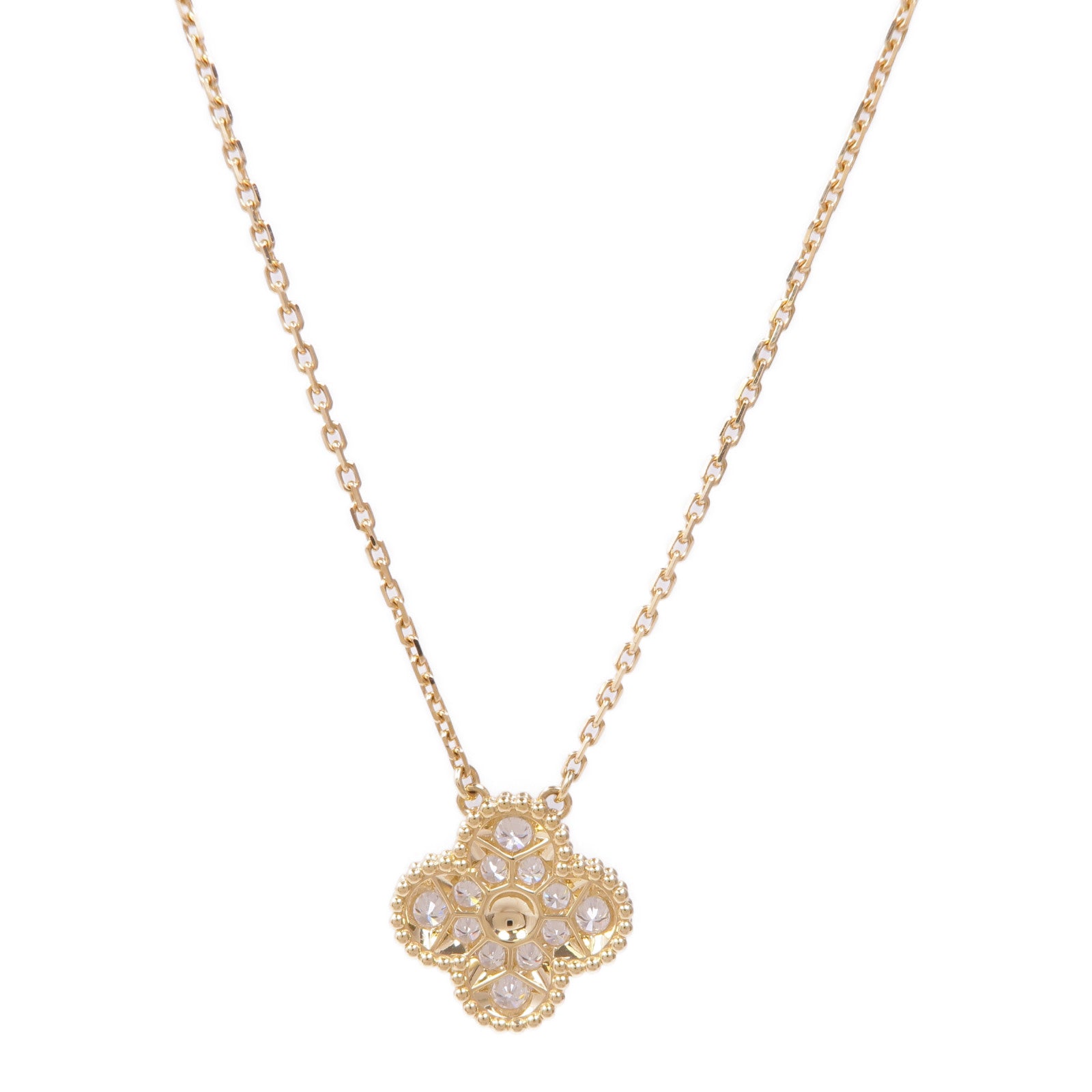 Van Cleef & Arpels 18K黃金Vintage Alhambra Diamond Pendant鑽石項鍊