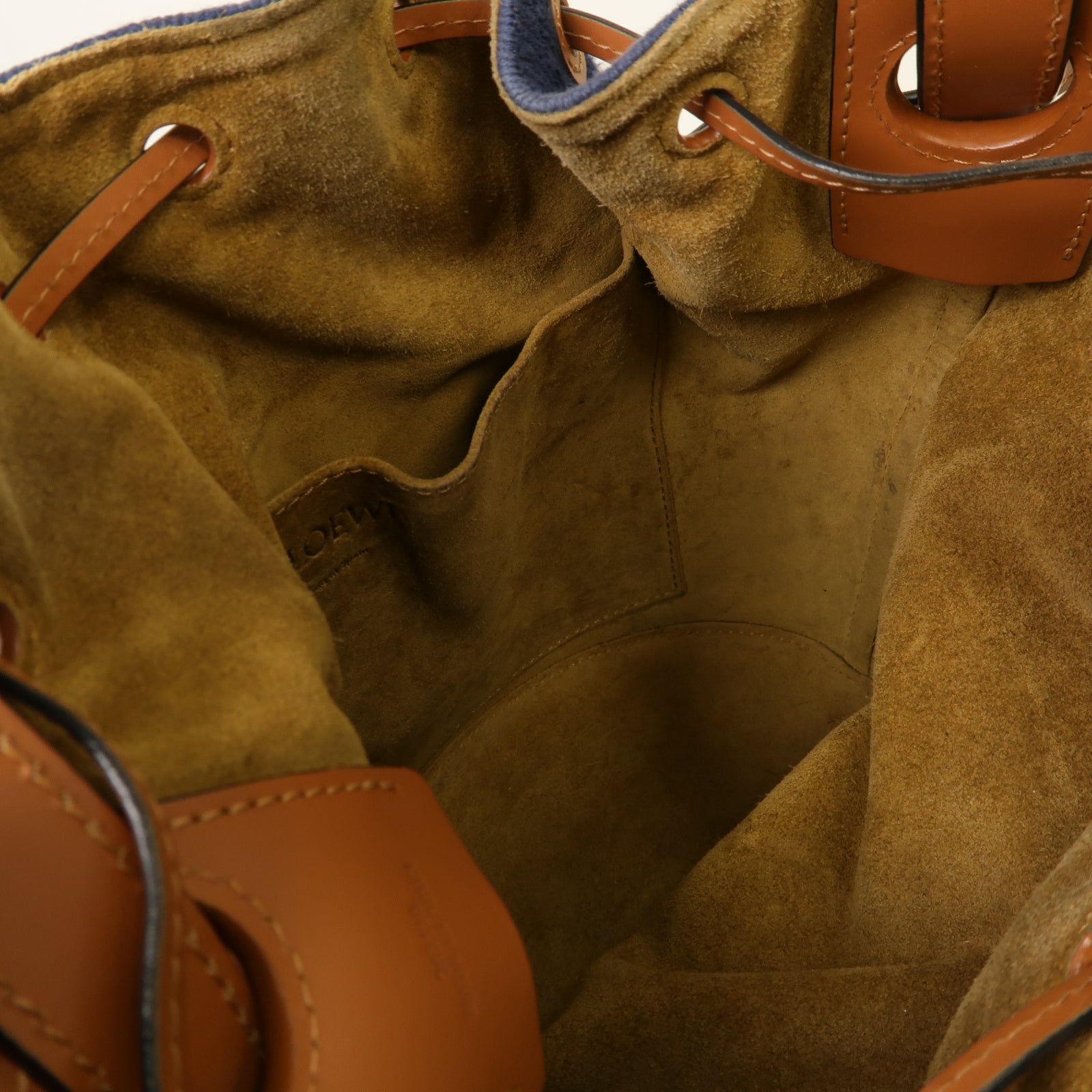 LOEWE 帆布Balloon Bag銀扣手挽肩背兩用袋藍色