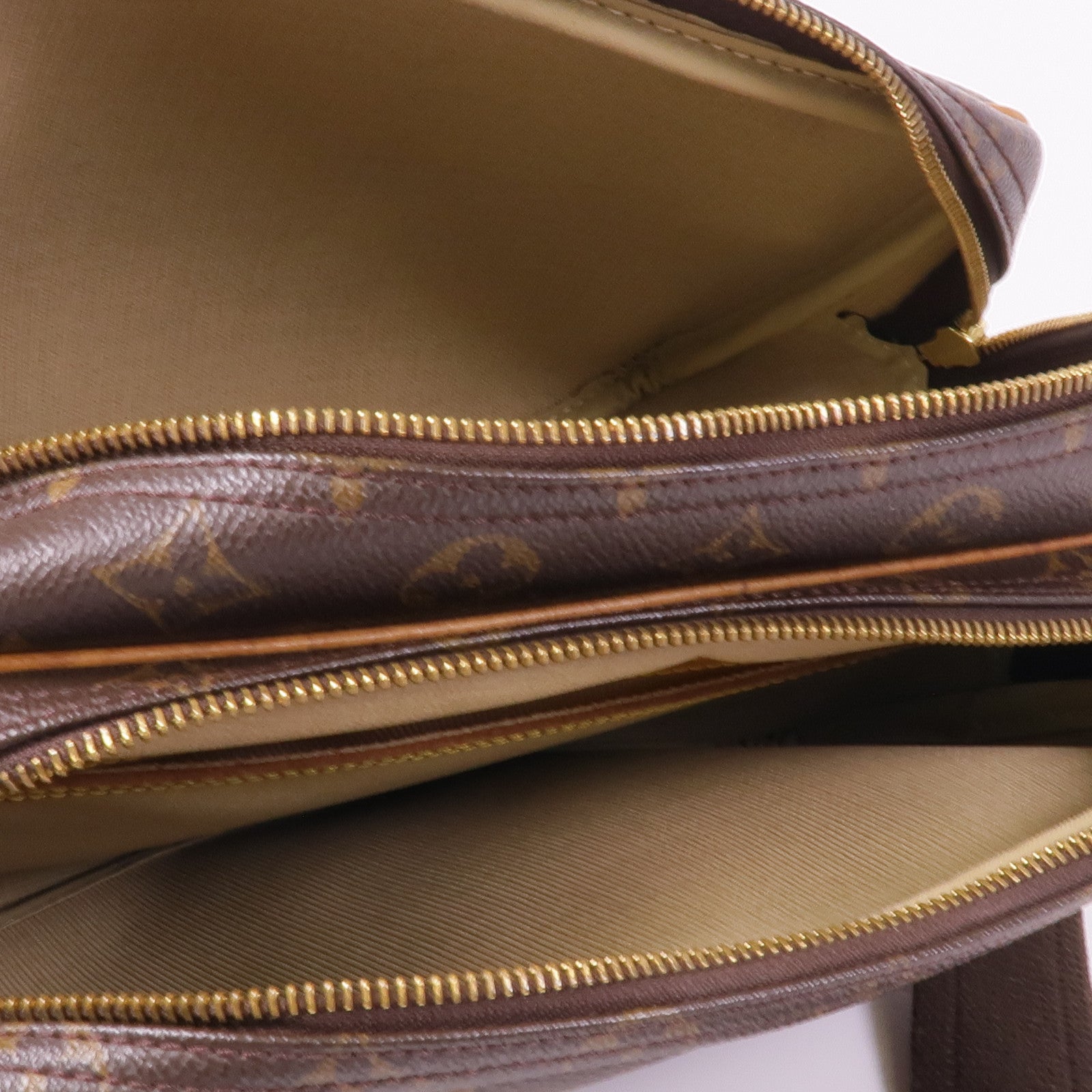 LOUIS VUITTON Monogram Reporter PM金扣肩背袋棕色