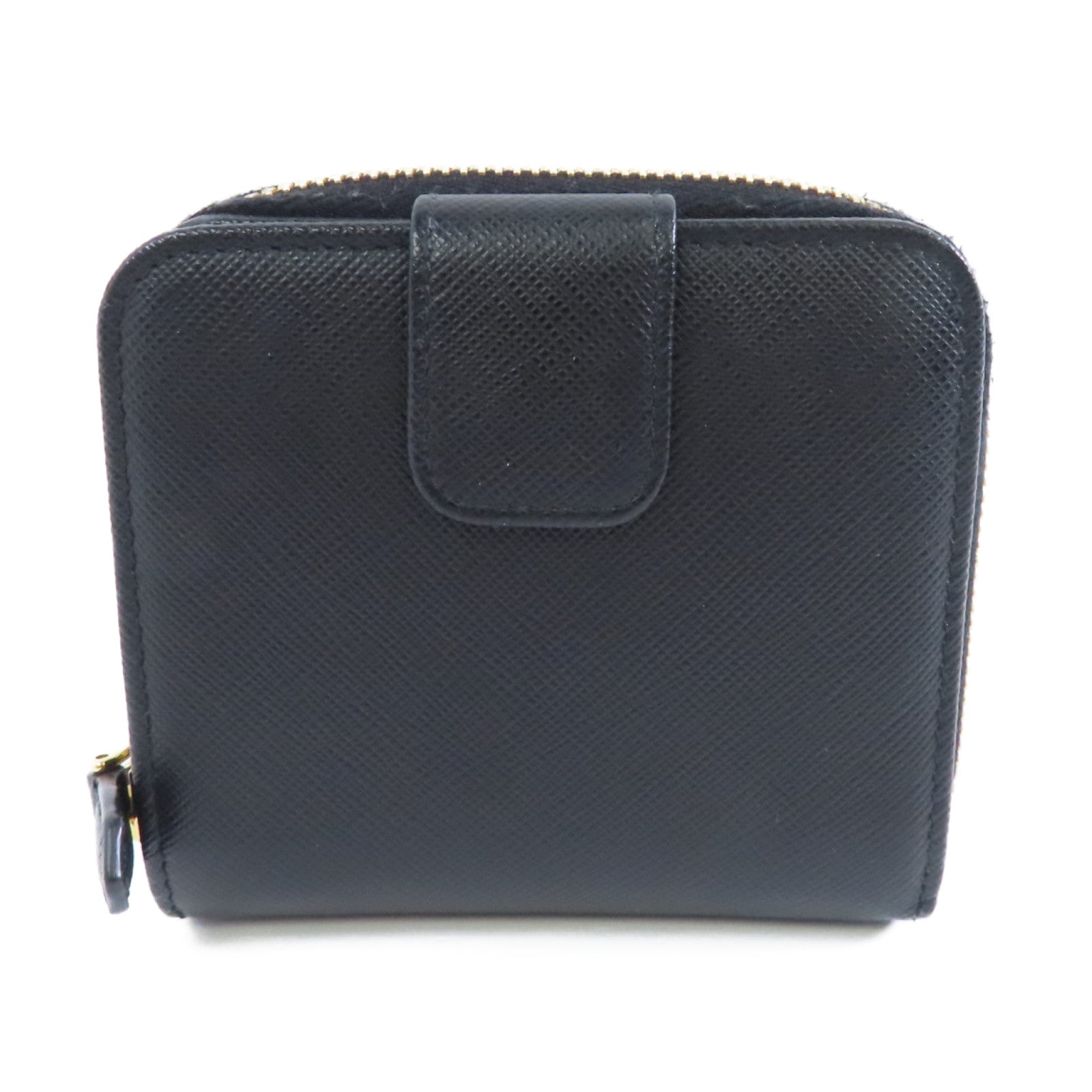 PRADA 牛皮皮革Wallet金扣錢包黑色