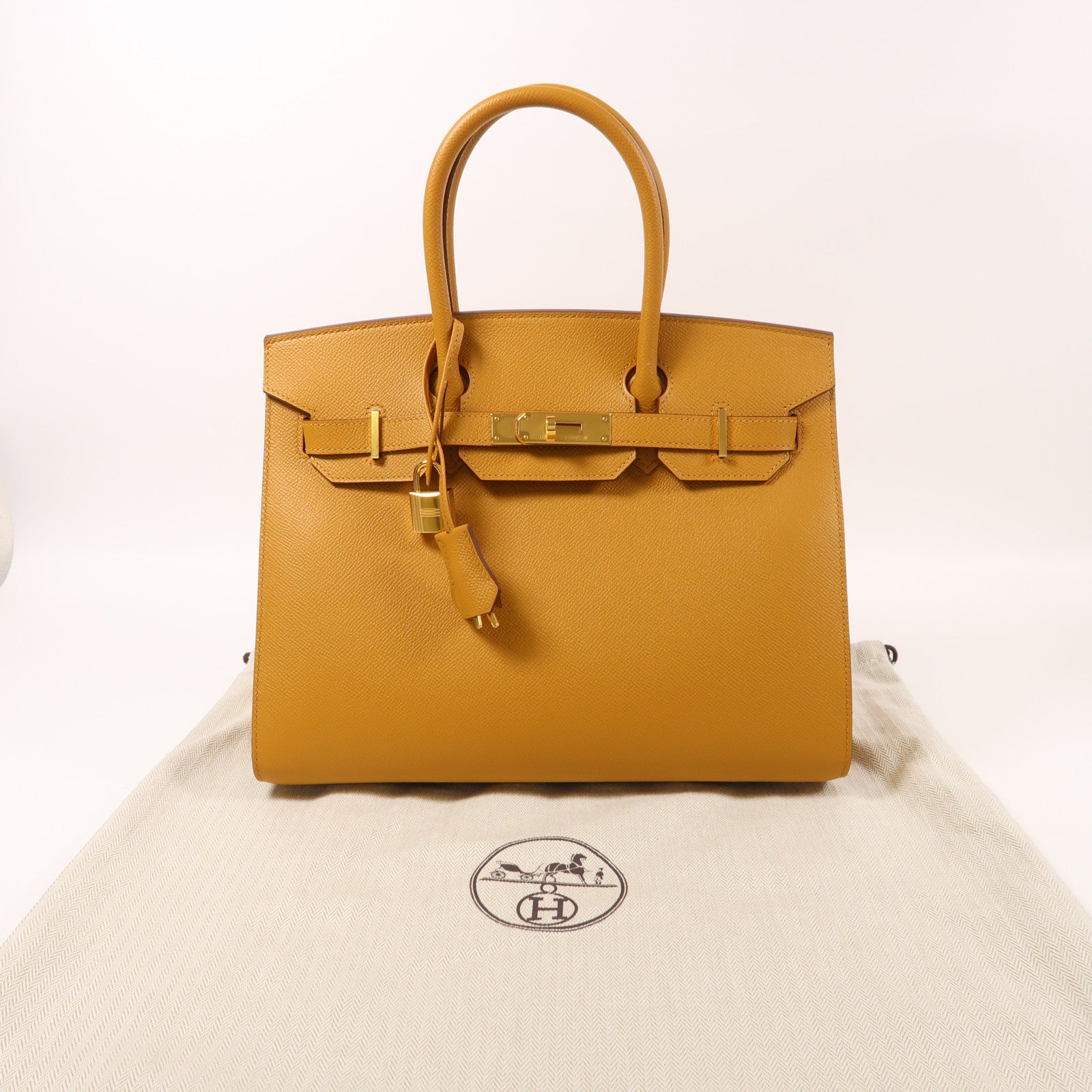 HERMES Epsom皮革Birkin 30金扣手挽袋Sesame
