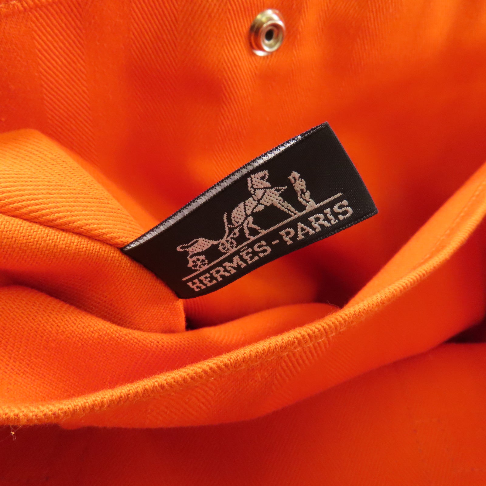 HERMES 【激減優惠】帆布Valparaiso銀扣手挽袋Orange