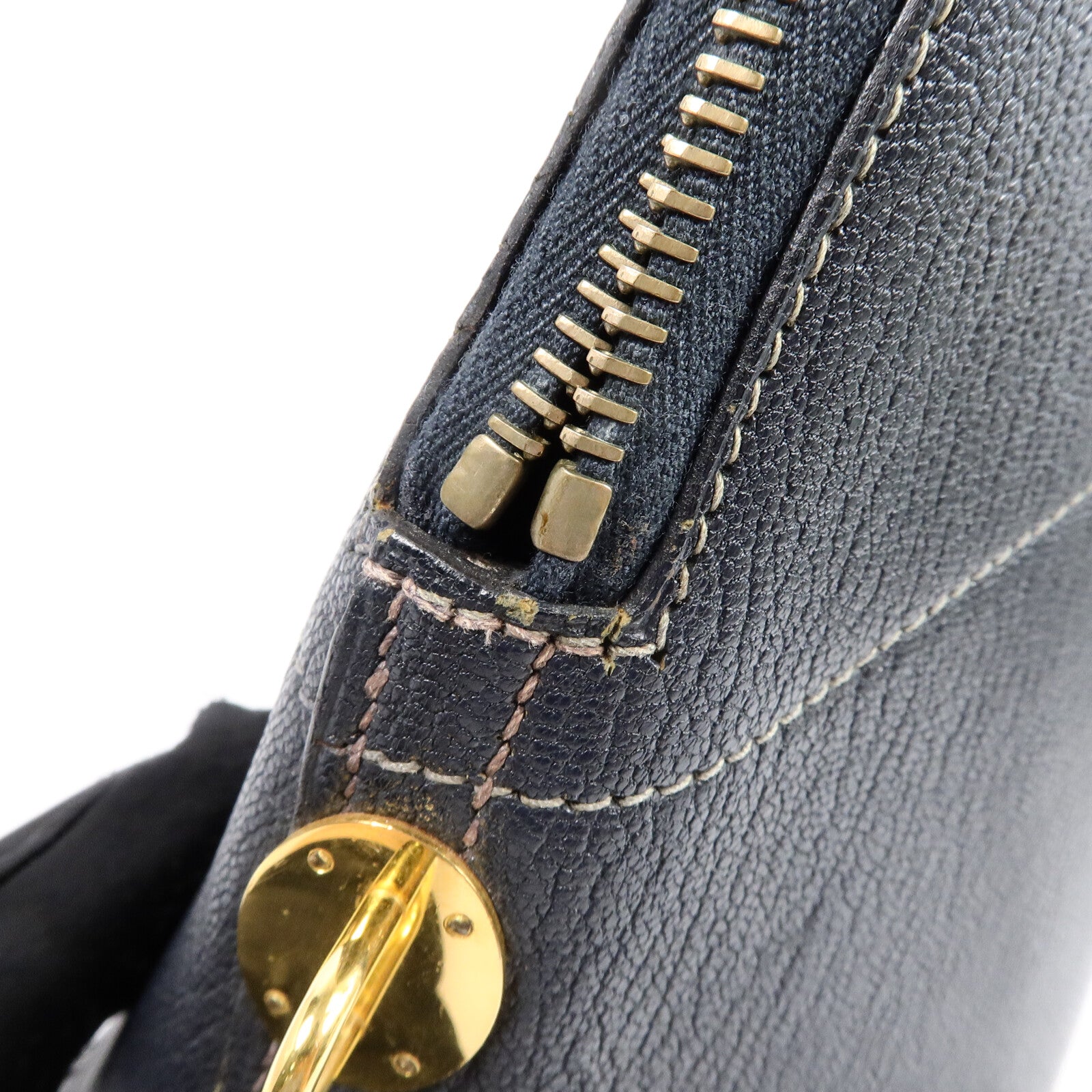HERMES Chevre皮革Bolide 31金扣手挽肩背兩用袋Blue Marine