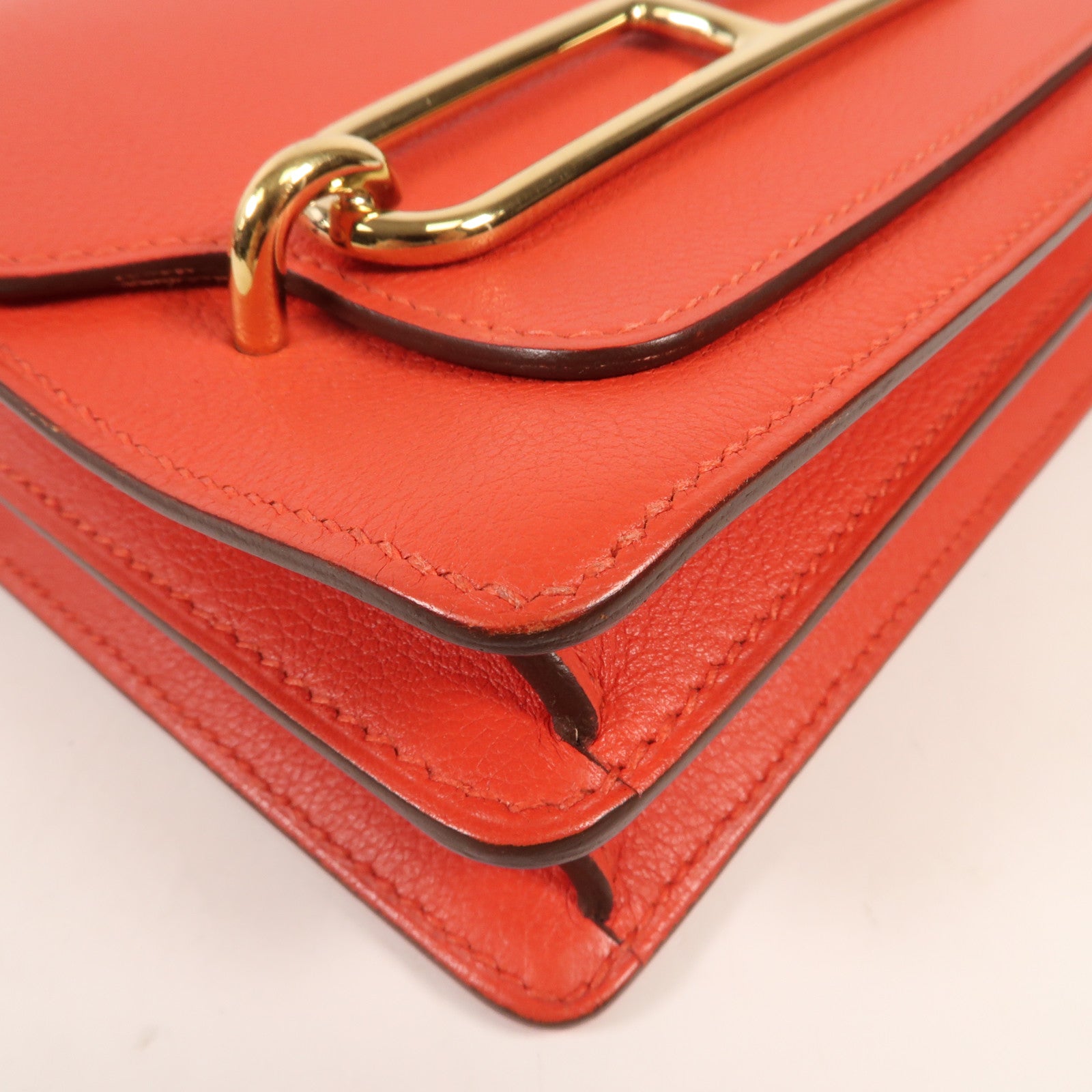 HERMES Evercolor皮革Mini Roulis金扣肩背袋Rouge Tomate