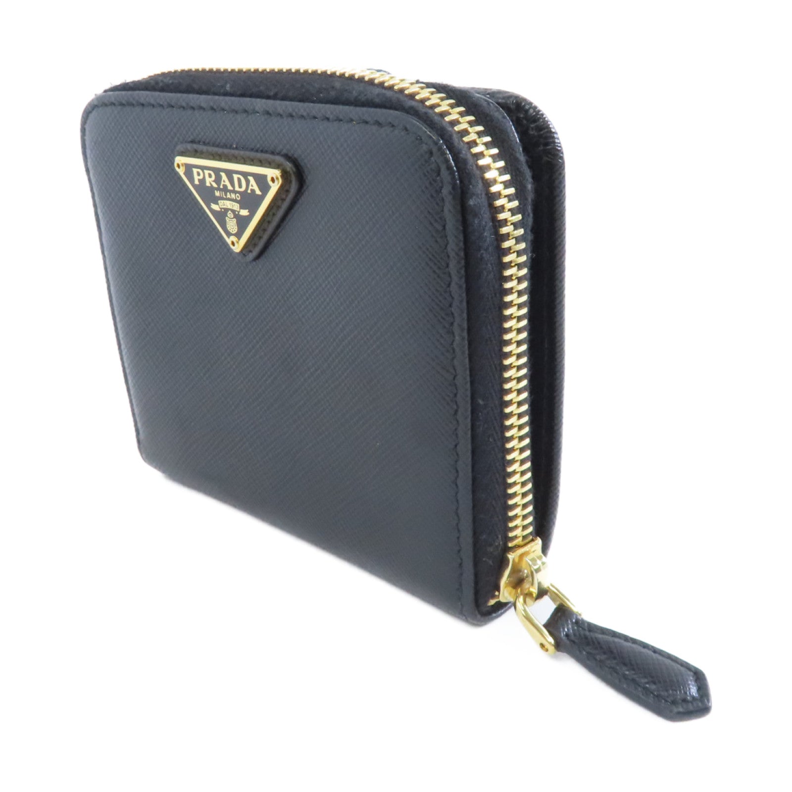 PRADA 牛皮皮革Wallet金扣錢包黑色