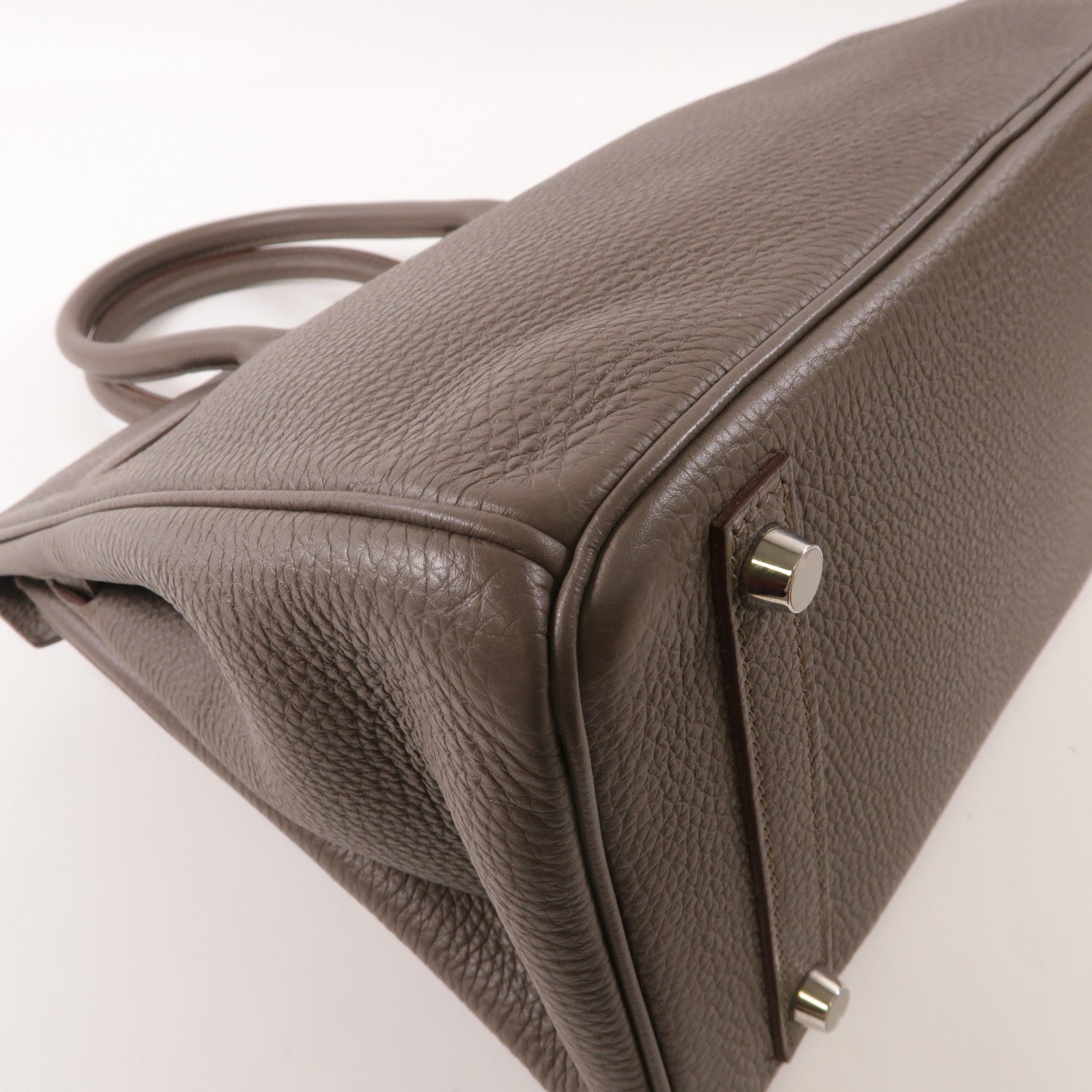 HERMES Clemence皮革Birkin 30銀扣手挽袋Etain