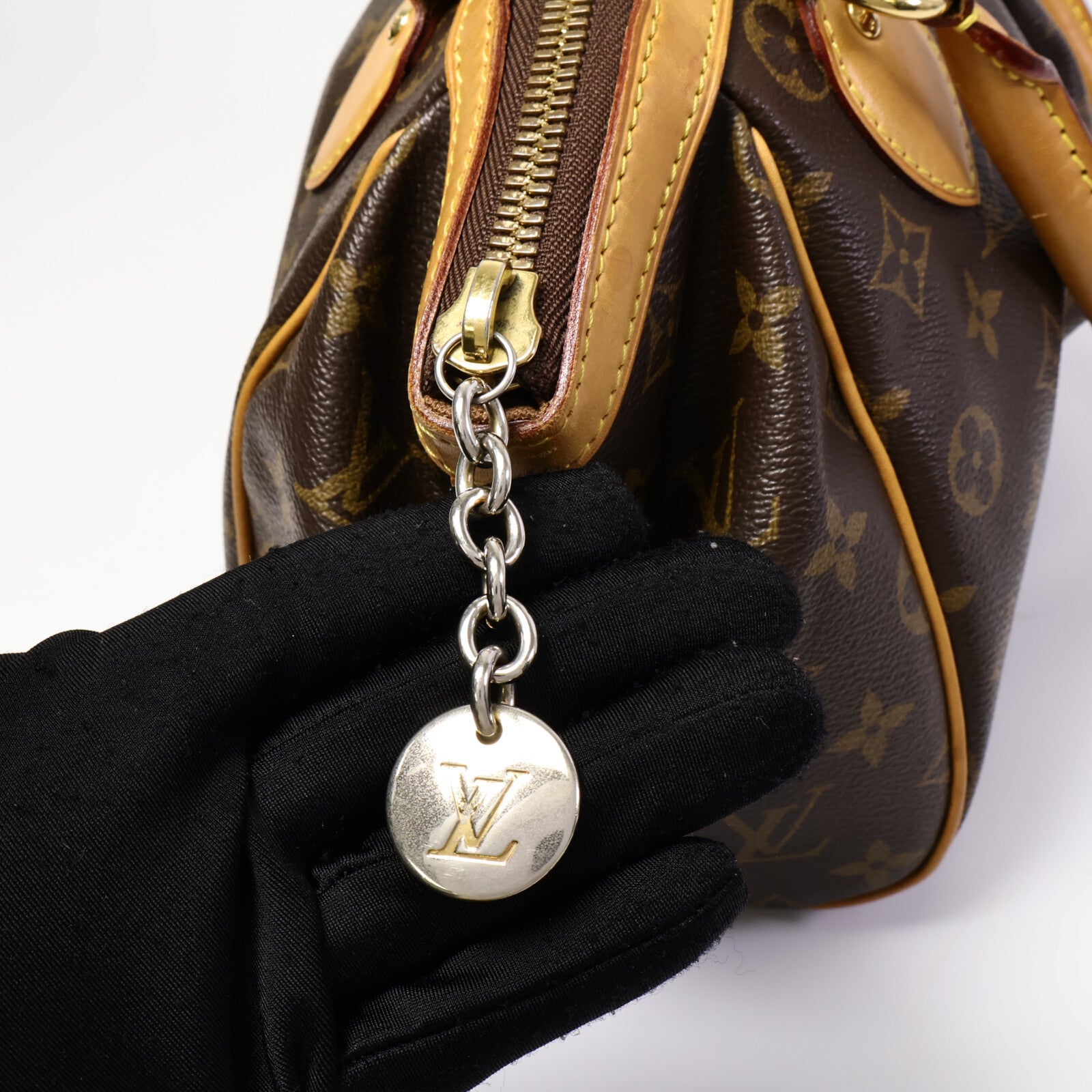 LOUIS VUITTON Monogram Tivoli PM金扣手挽袋棕色