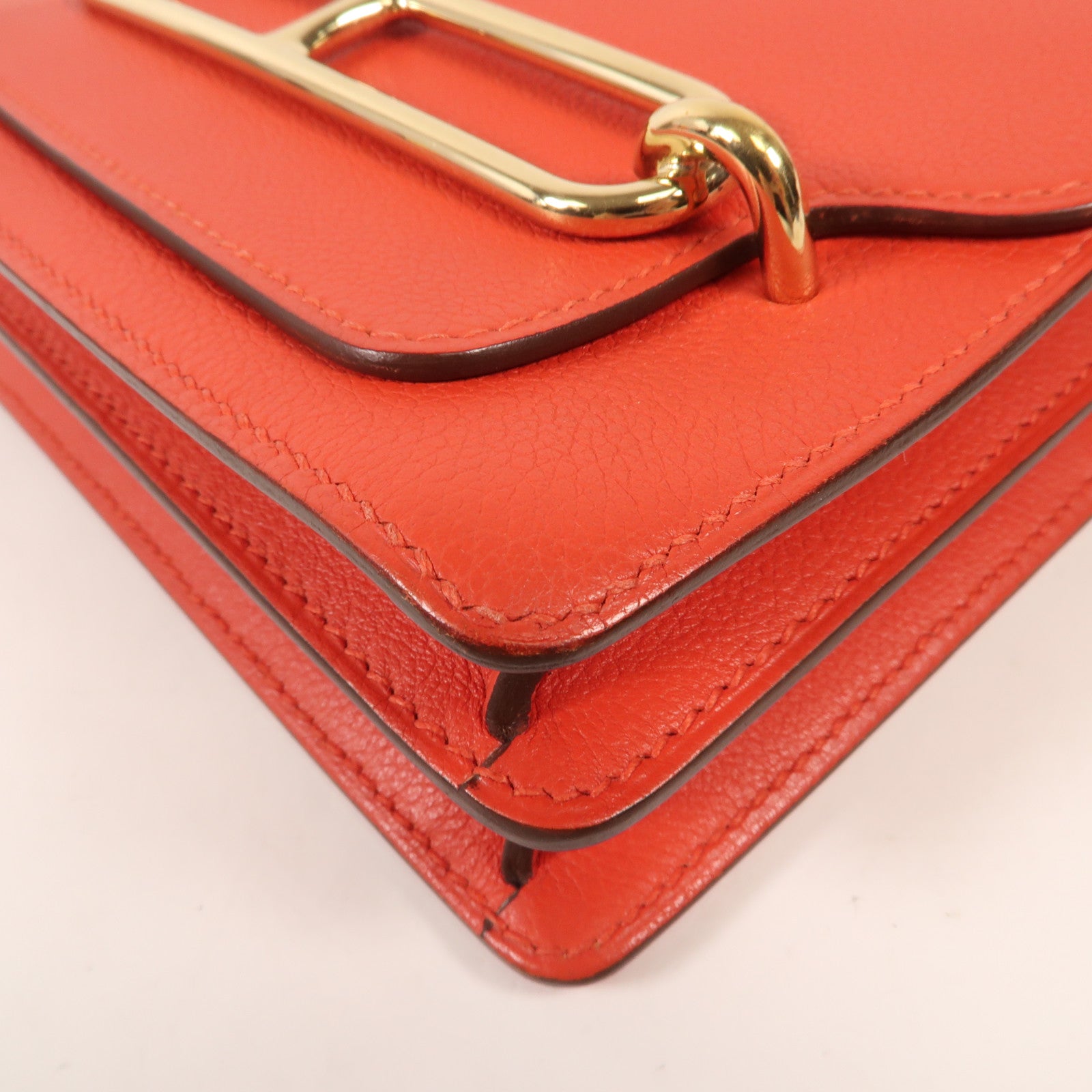 HERMES Evercolor皮革Mini Roulis金扣肩背袋Rouge Tomate