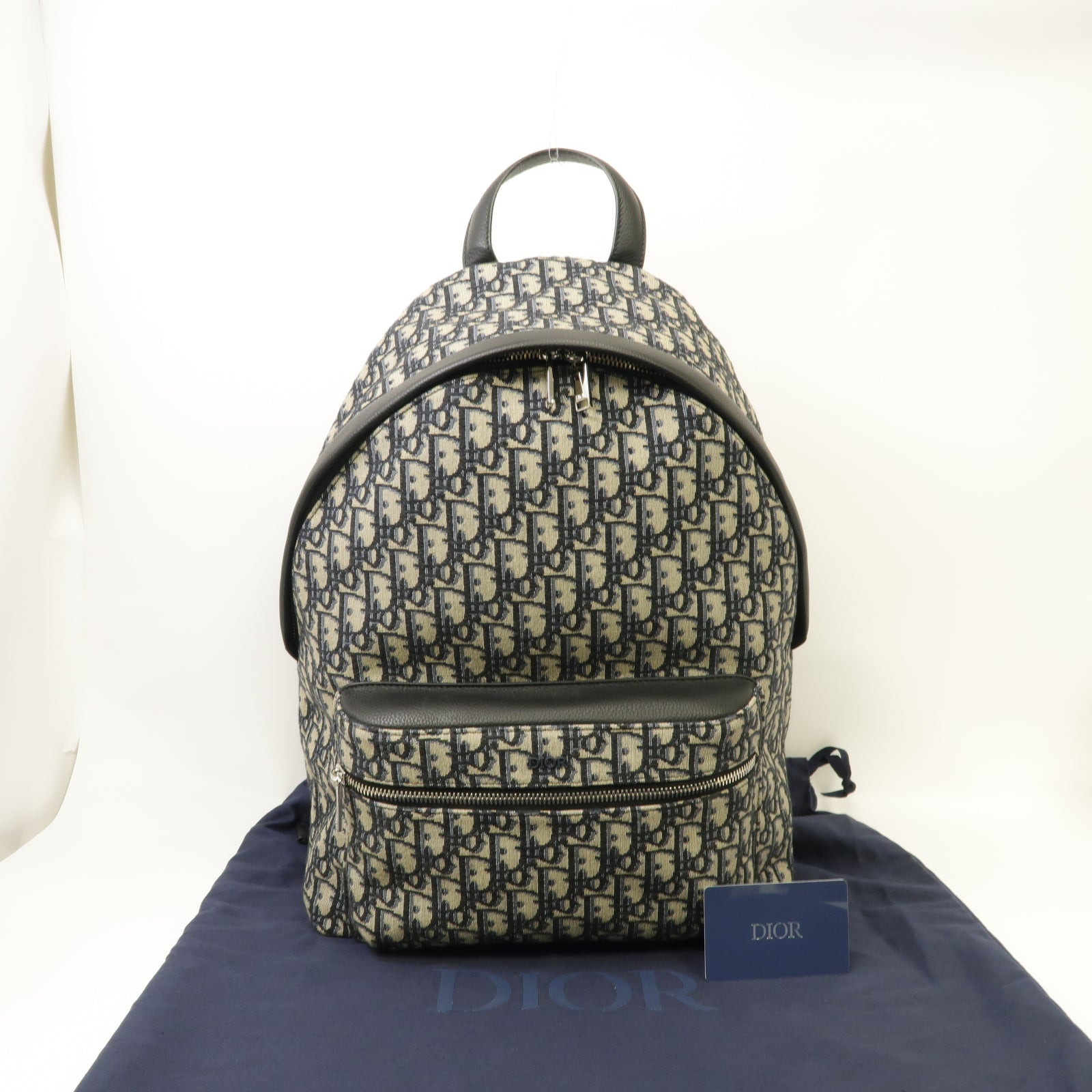 Dior 帆布Rider Backpack銀扣背包藍色
