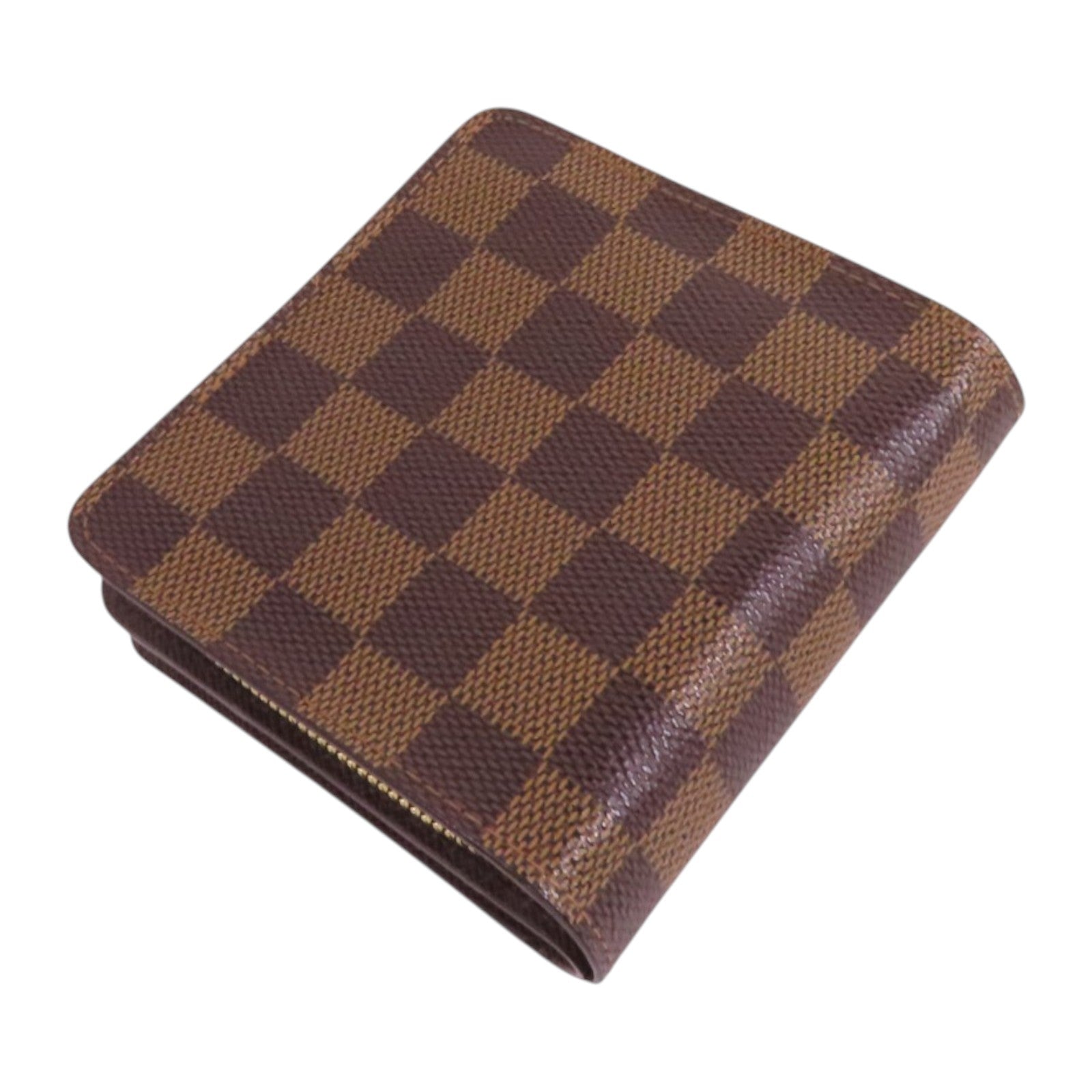 LOUIS VUITTON Damier Ebene Compact Zip Wallet金扣短錢包