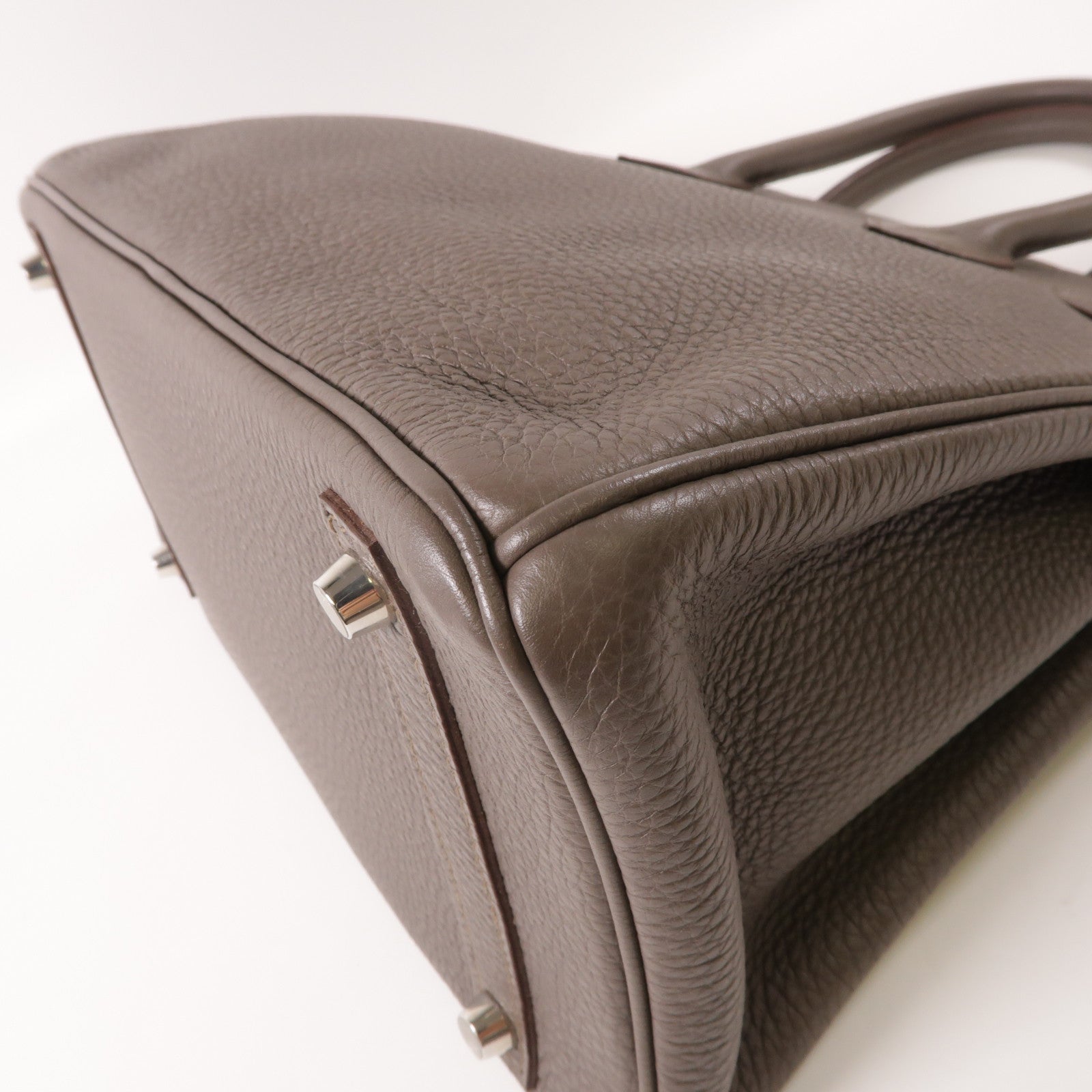 HERMES Clemence皮革Birkin 30銀扣手挽袋Etain