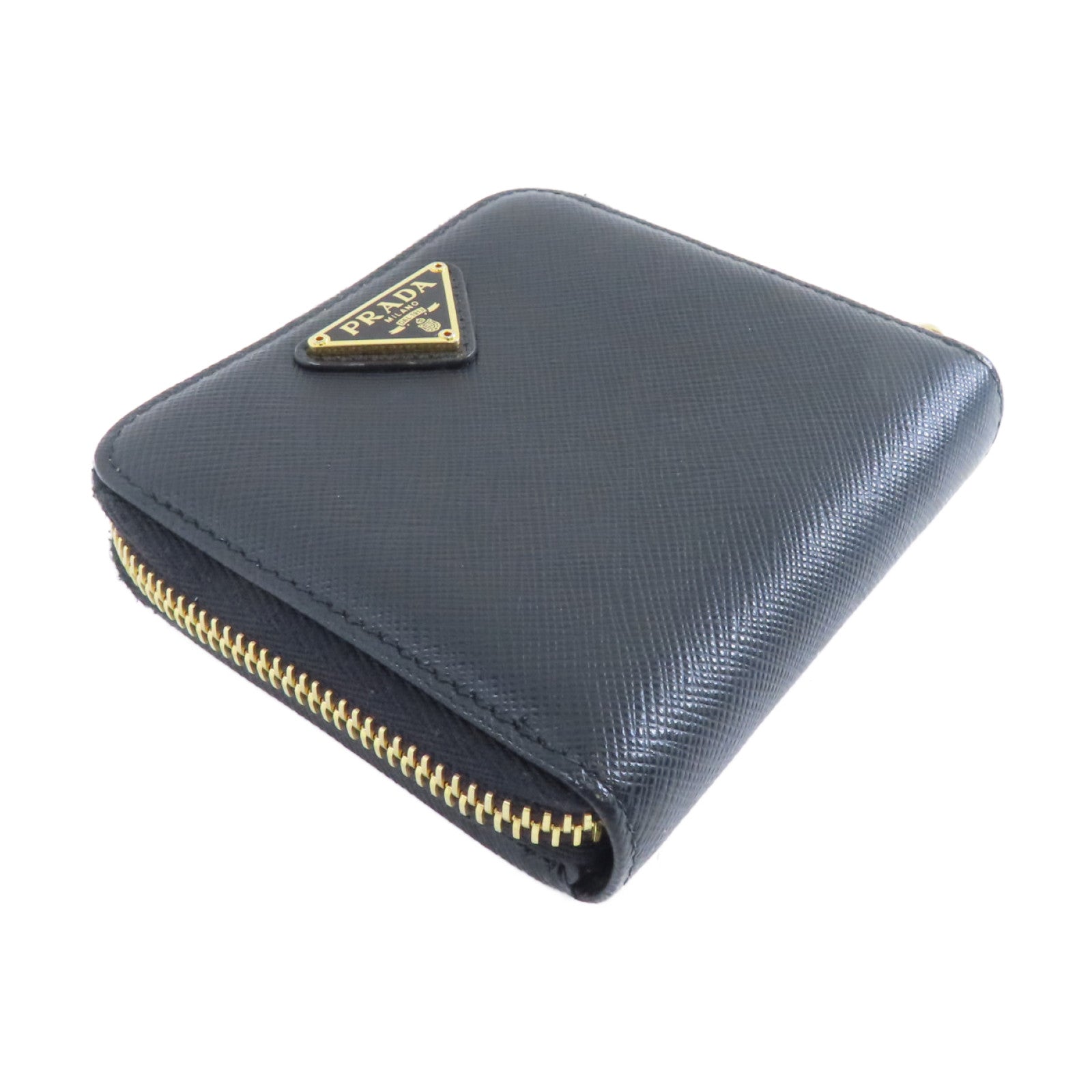 PRADA 牛皮皮革Wallet金扣錢包黑色