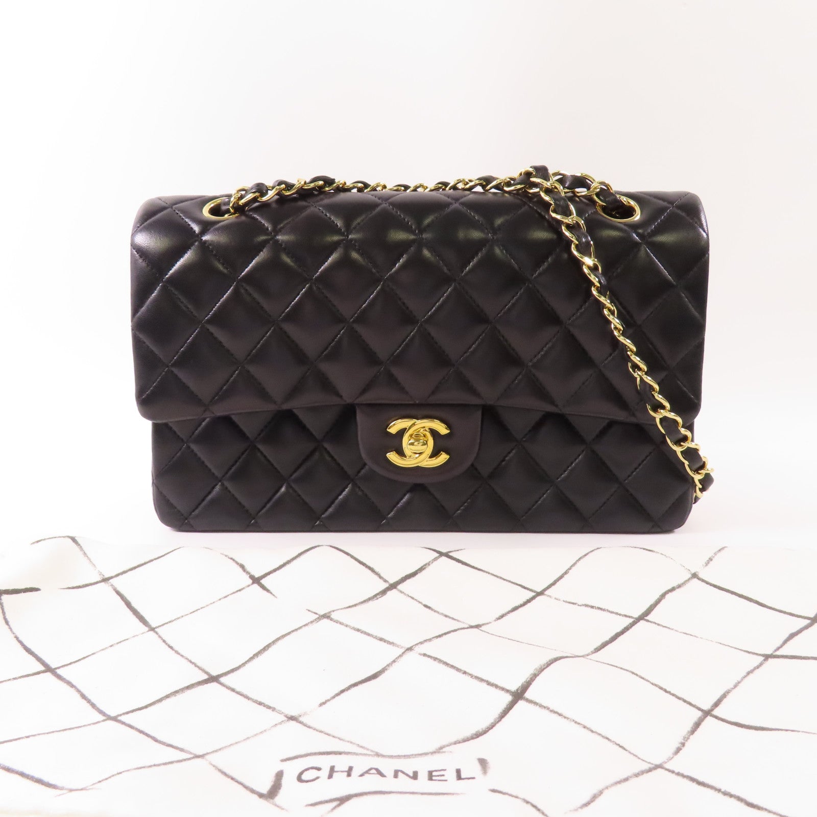 CHANEL 羊皮皮革Classic 25金扣鏈帶肩背袋