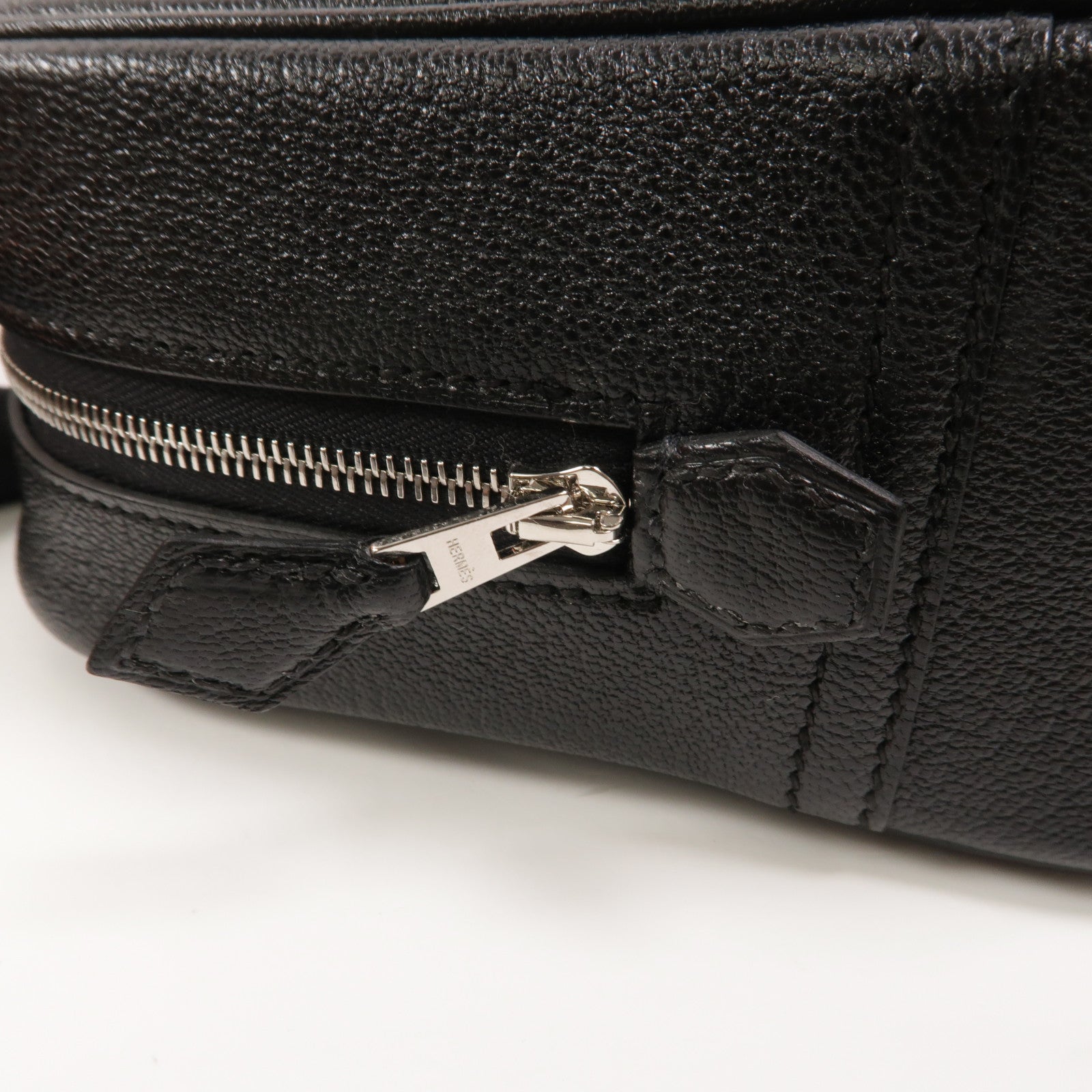 HERMES Chevre皮革Mini Plume手挽袋Noir