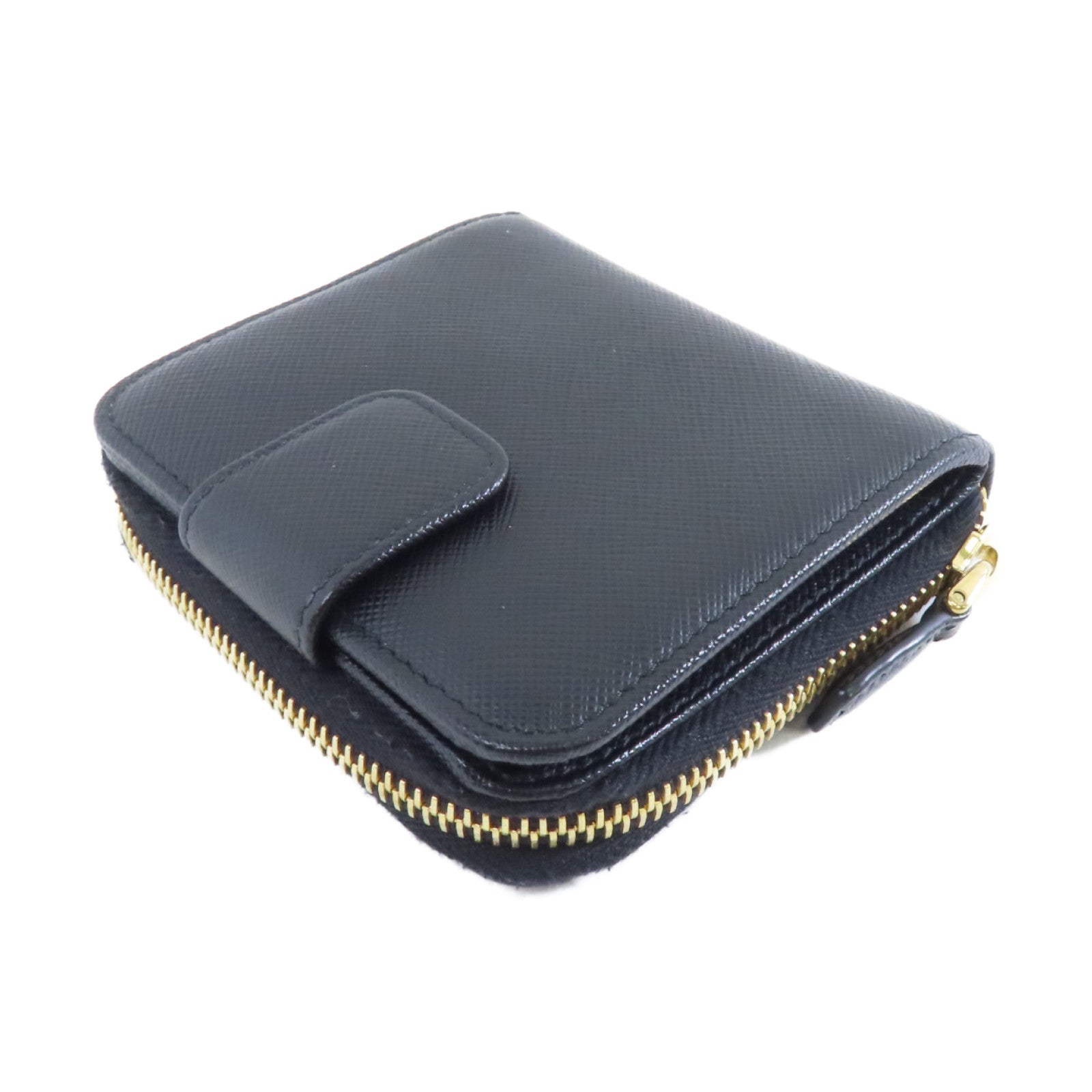 PRADA 牛皮皮革Wallet金扣錢包黑色
