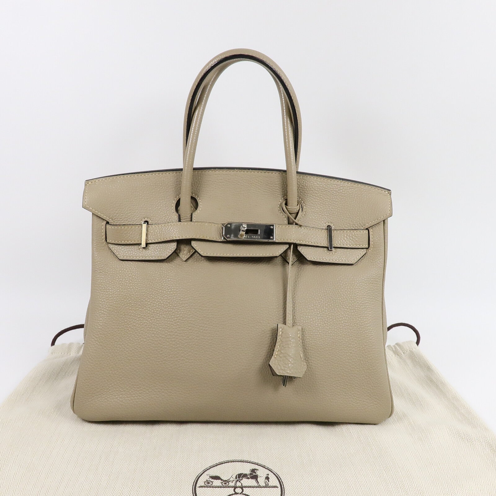HERMES Togo皮革Birkin 30手挽袋Gris Tourterelle