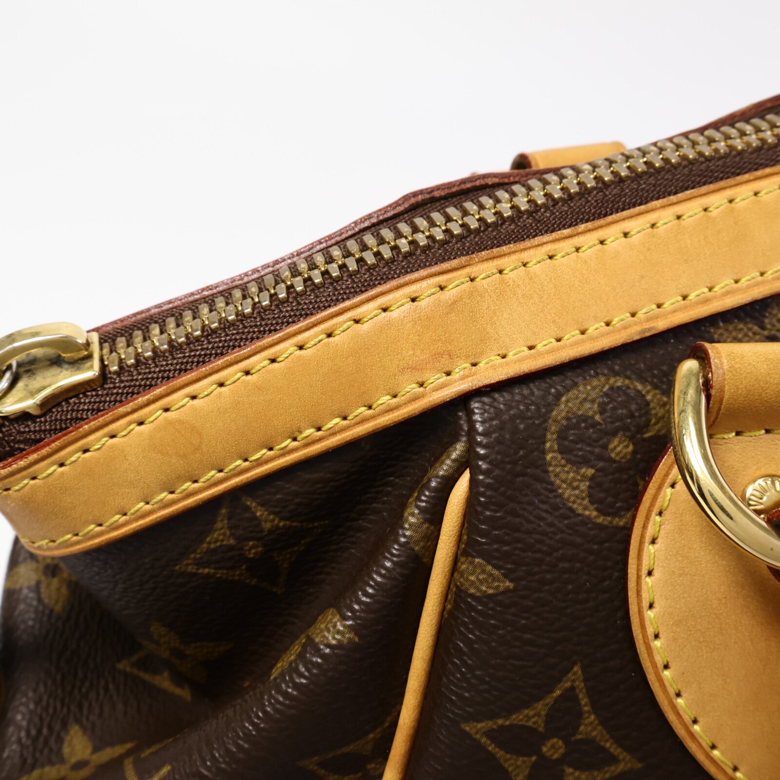 LOUIS VUITTON Monogram Tivoli PM金扣手挽袋棕色
