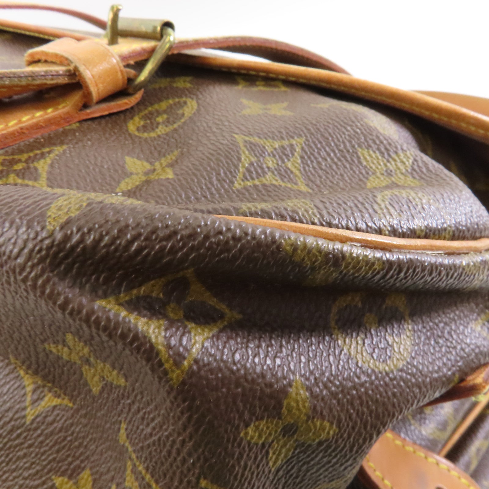 LOUIS VUITTON Monogram Saumur 43金扣肩背袋啡色