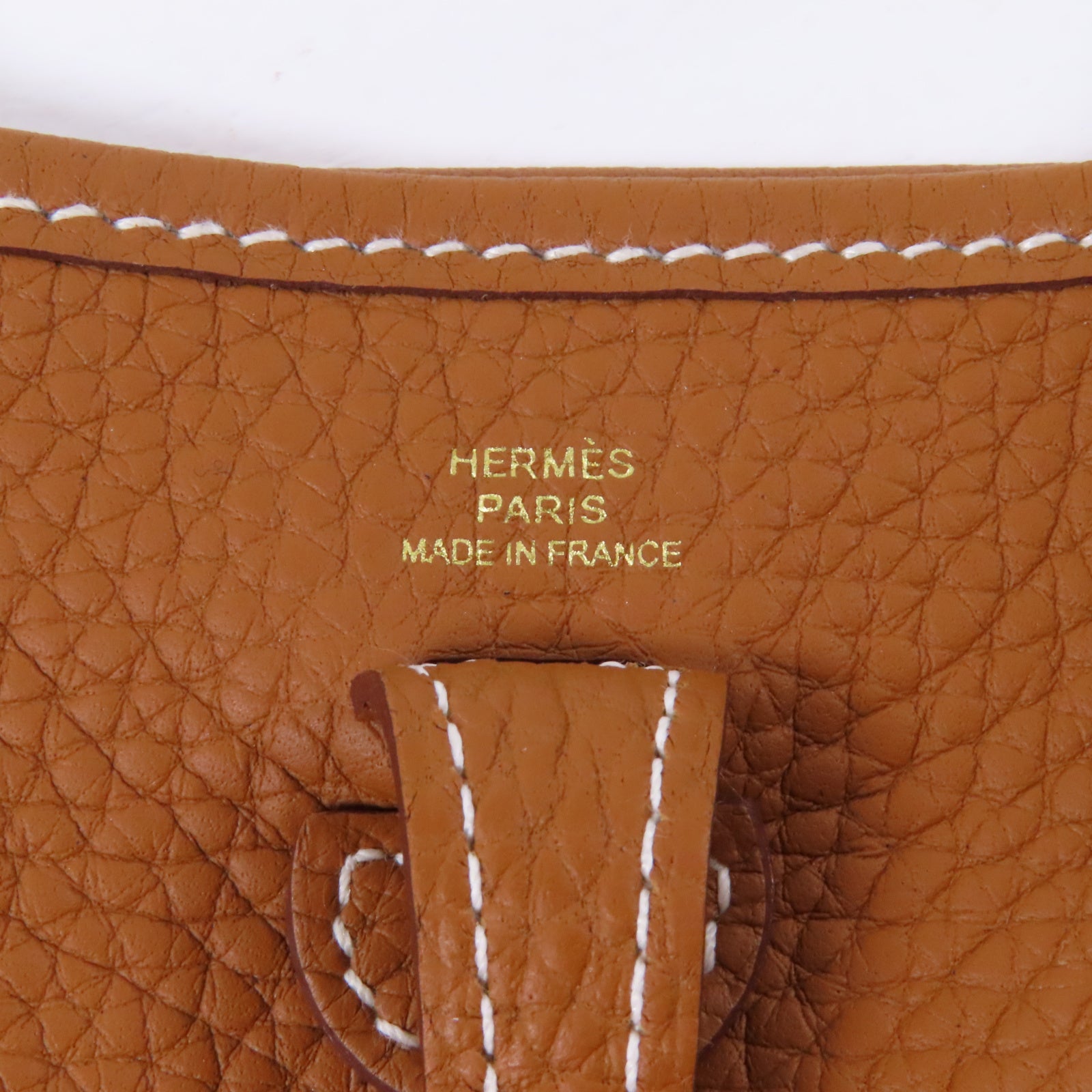 HERMES 【激減優惠】Clemence皮革Evelyne TPM Shoulder Bag金扣肩背袋Gold經典駝色