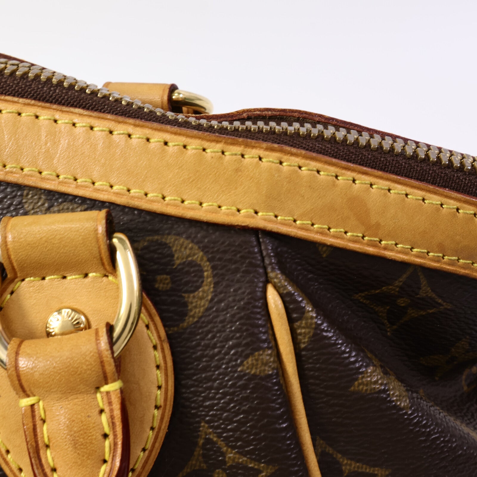 LOUIS VUITTON Monogram Tivoli PM金扣手挽袋棕色