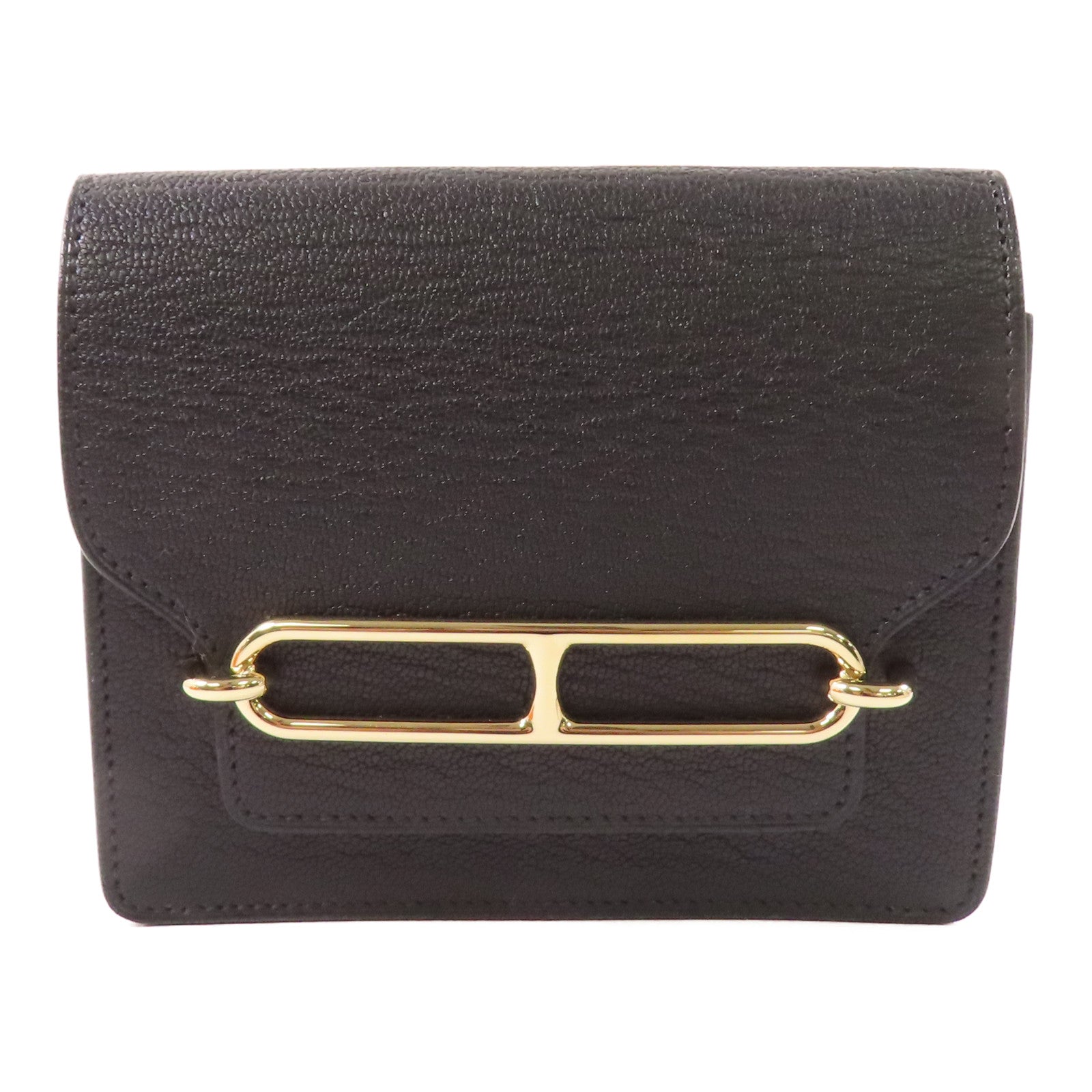 HERMES 【激減優惠】Chevre皮革Rolis Slim金扣錢包Noir