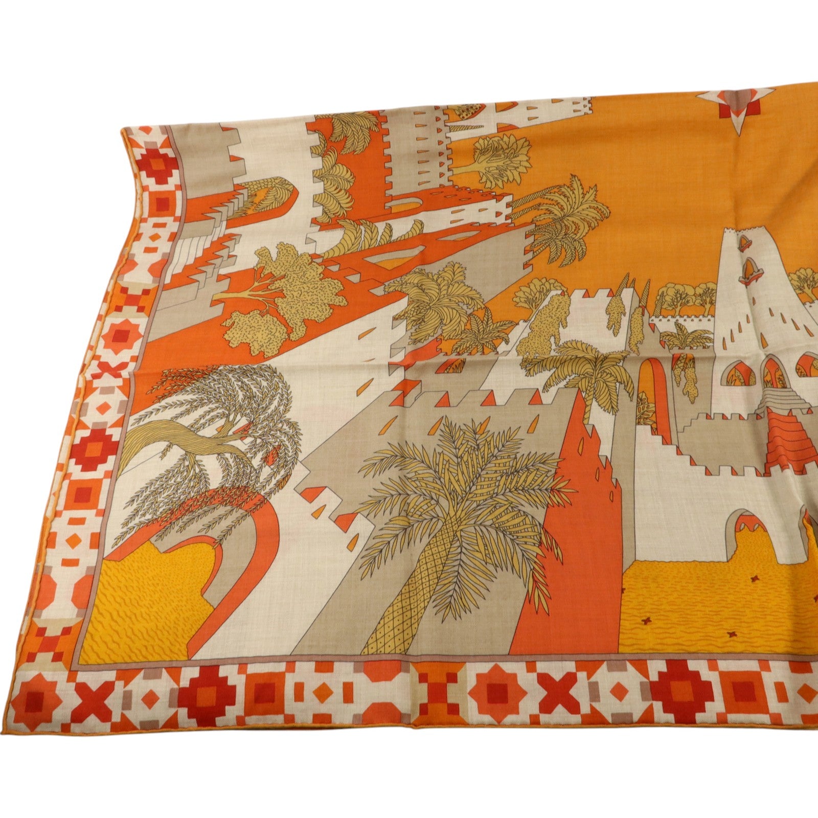 HERMES 羊絨/絲質Scarf 140X140絲巾