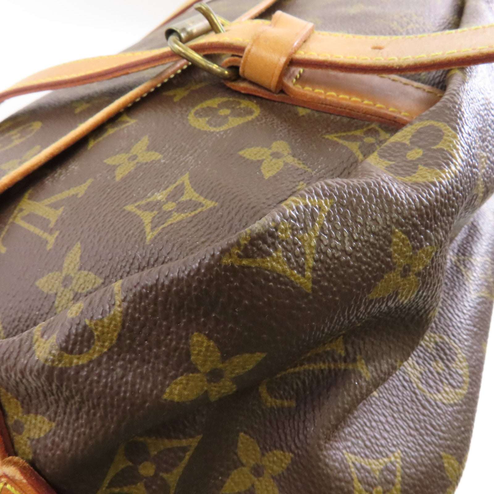 LOUIS VUITTON Monogram Saumur 43金扣肩背袋啡色