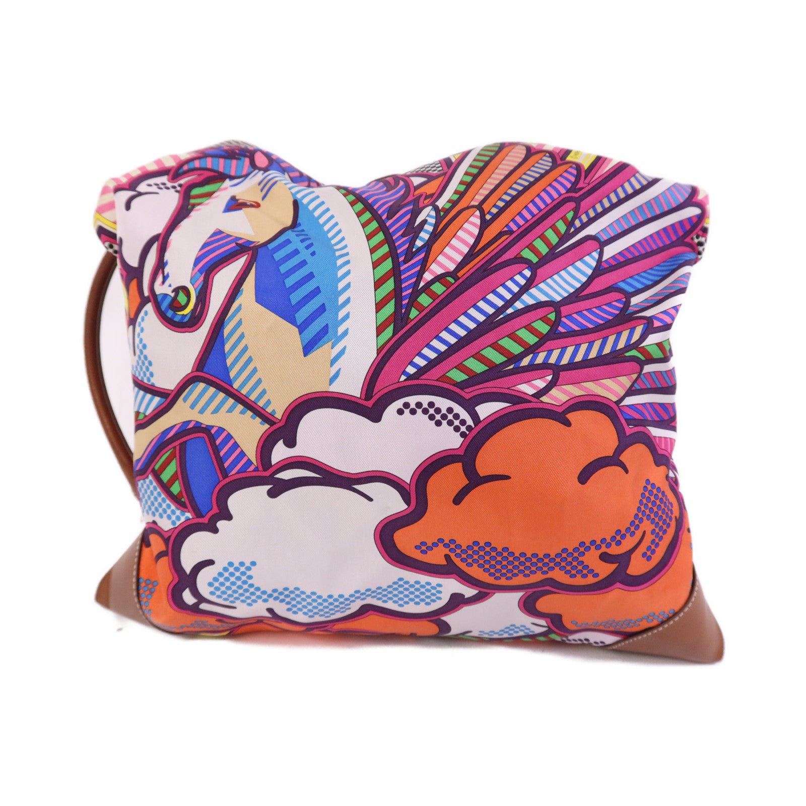 HERMES 絲質Silkycity 33銀扣肩背袋