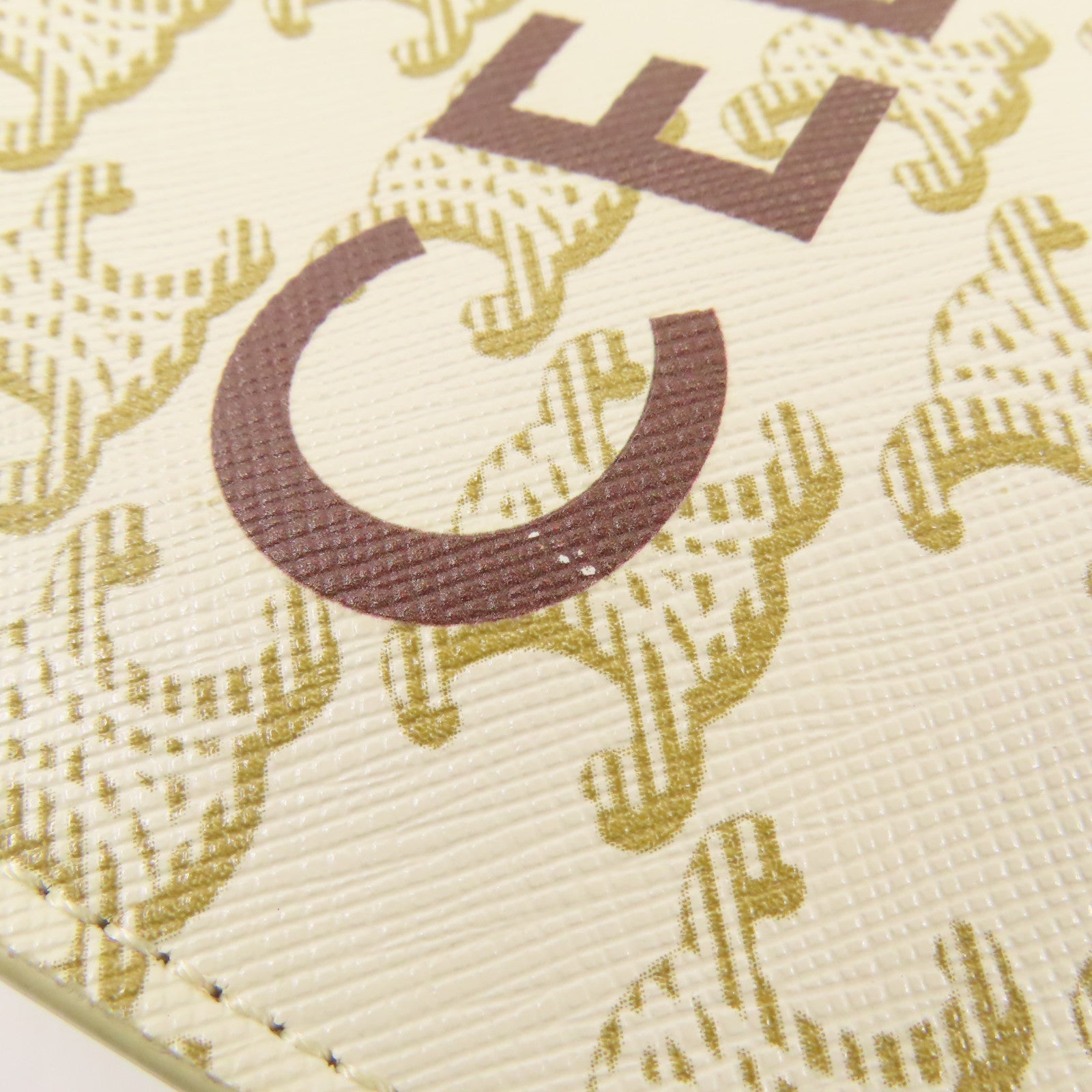 CELINE 塗層帆布/皮革Vertical Cabas Triomphe金扣手挽肩背兩用袋白色/啡色