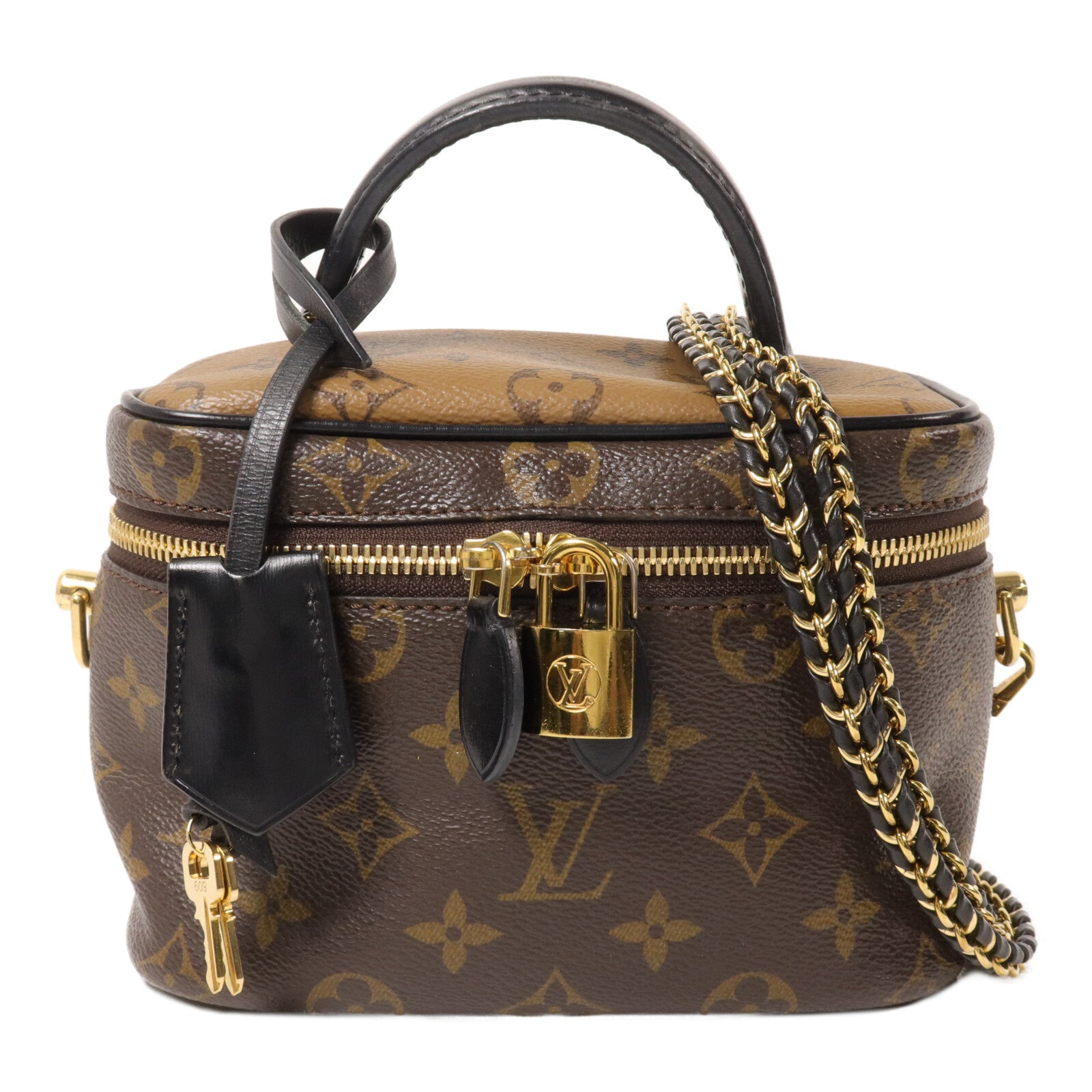 LOUIS VUITTON Monogram Reverse Vanity PM鏈帶手挽肩背兩用袋